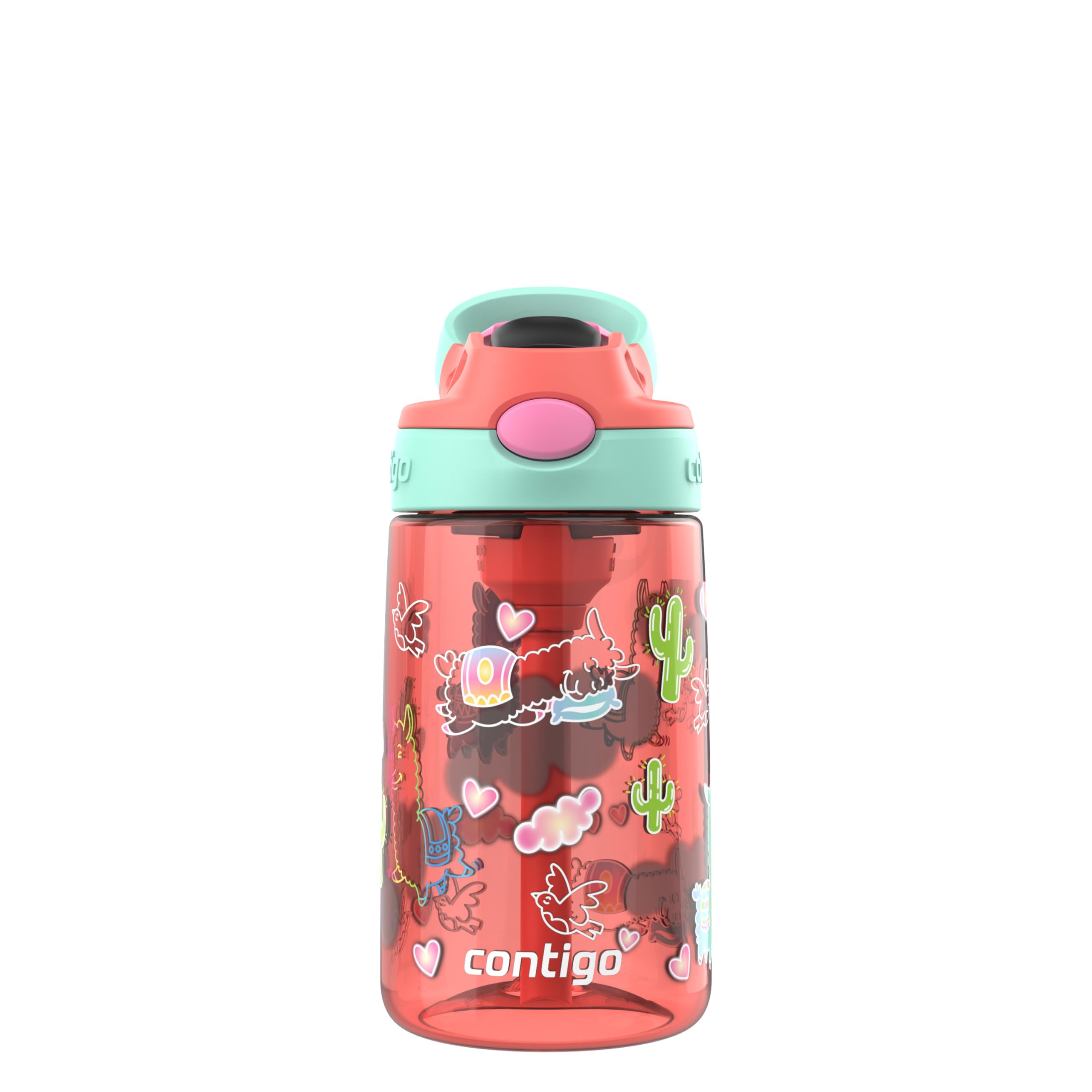 Foto 2 pulgar | Botella De Agua Contigo Autospout Kids 414 Ml Coral/llamas - Venta Internacional.