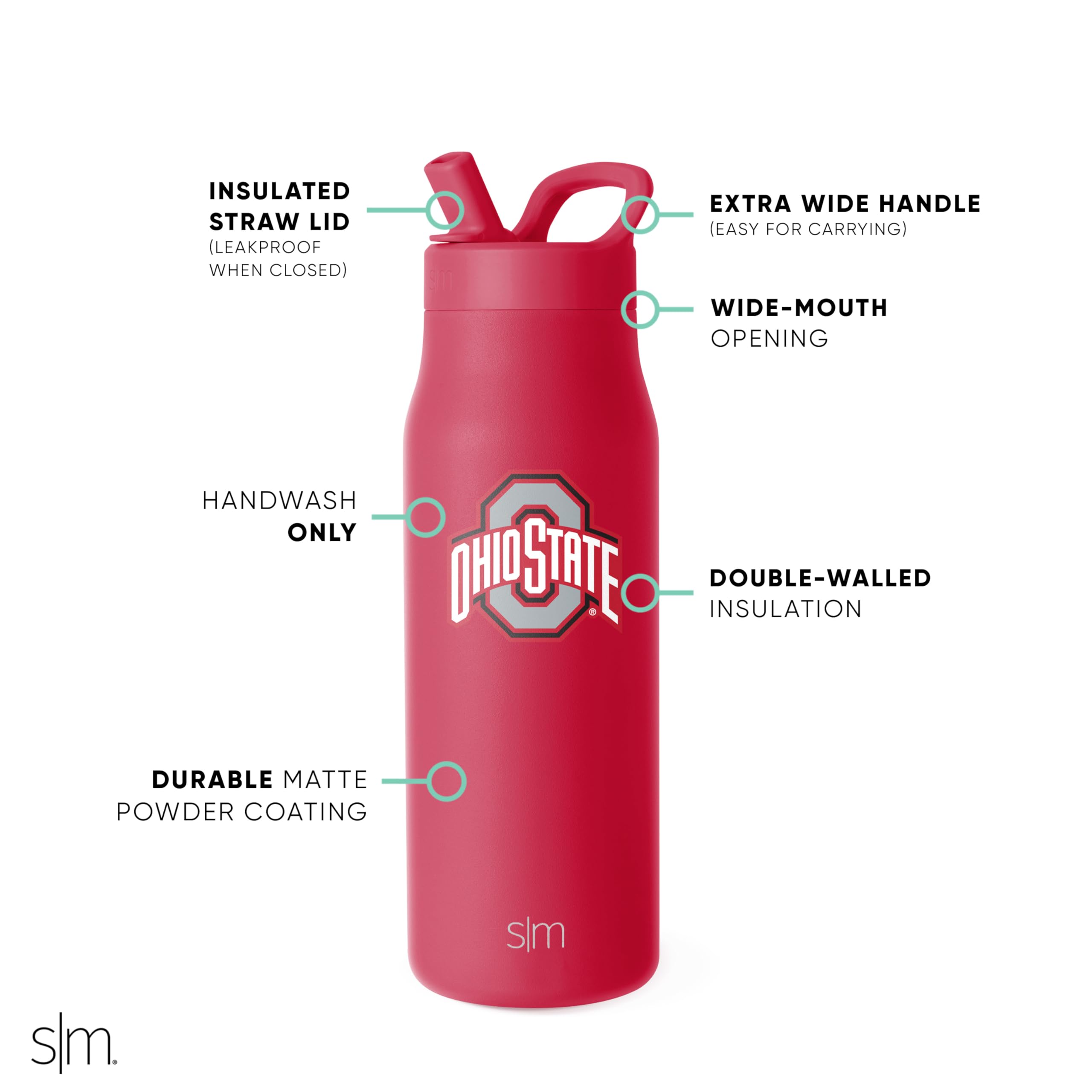 Foto 4 pulgar | Botella De Agua Simple Modern Ohio State Buckeyes De 500 Ml - Venta Internacional.