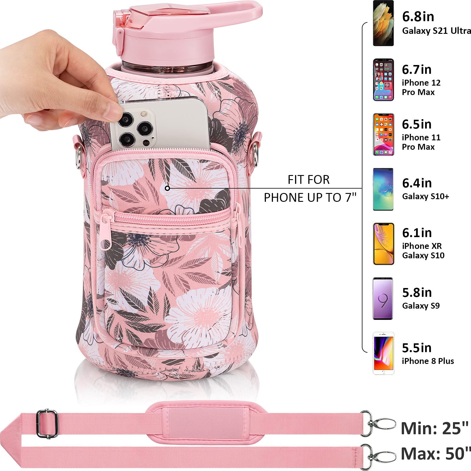 Foto 2 | Botella De Agua Fimibuke De Medio Galón Con Funda De 1,9 L Con Asa - Venta Internacional.