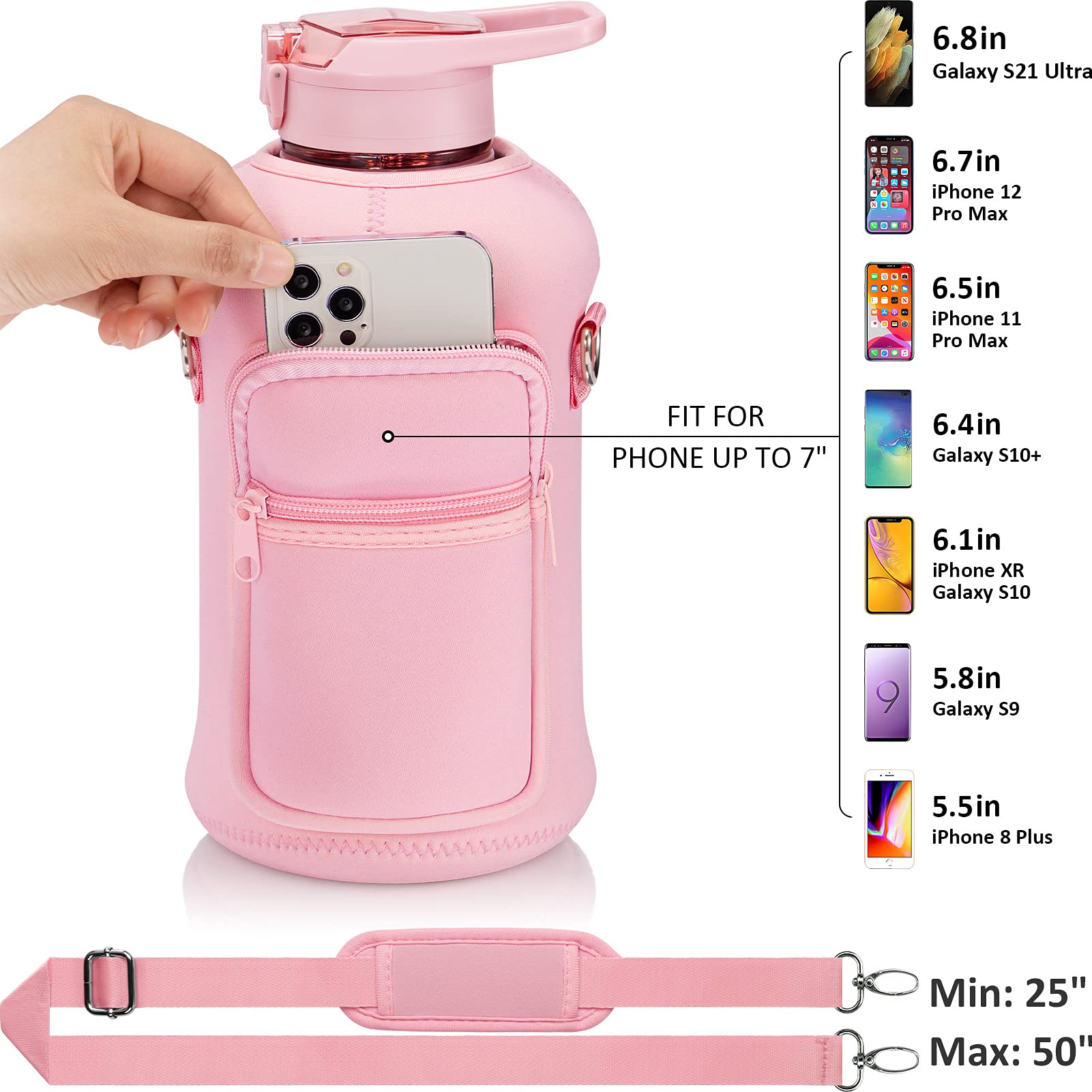 Foto 3 pulgar | Botella De Agua Fimibuke De Medio Galón Con Funda De 1,9 L Con Asa - Venta Internacional.