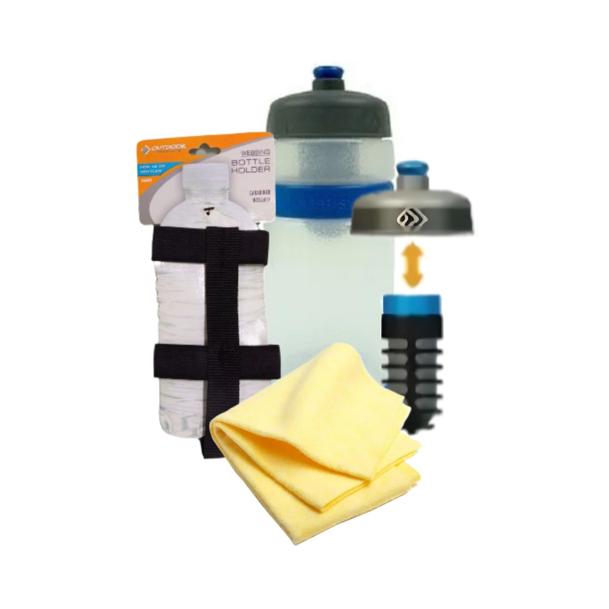Botella De Plastico Con Filtro, Porta Botella Y Toalla, El Kit Ideal Para Hidratarte