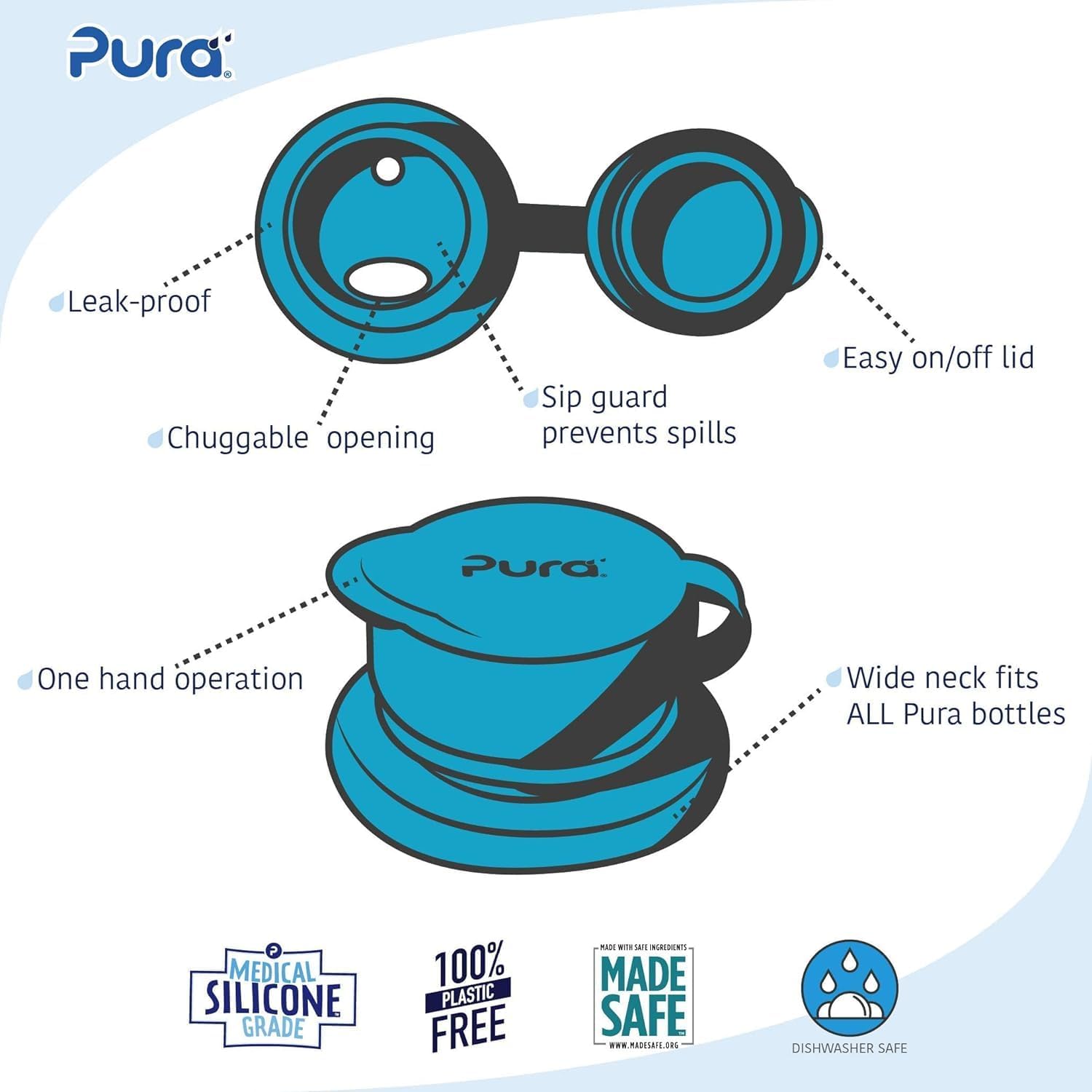 Foto 4 pulgar | Tapa Deportiva De Silicona Pura Sport Big Mouth Para Botella Pura - Venta Internacional.