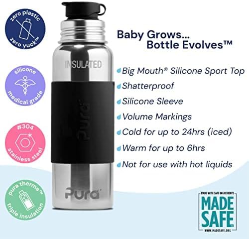 Foto 3 pulgar | Botella De Agua Pura Insulated De Acero Inoxidable, 650 Ml, Musgo - Venta Internacional.