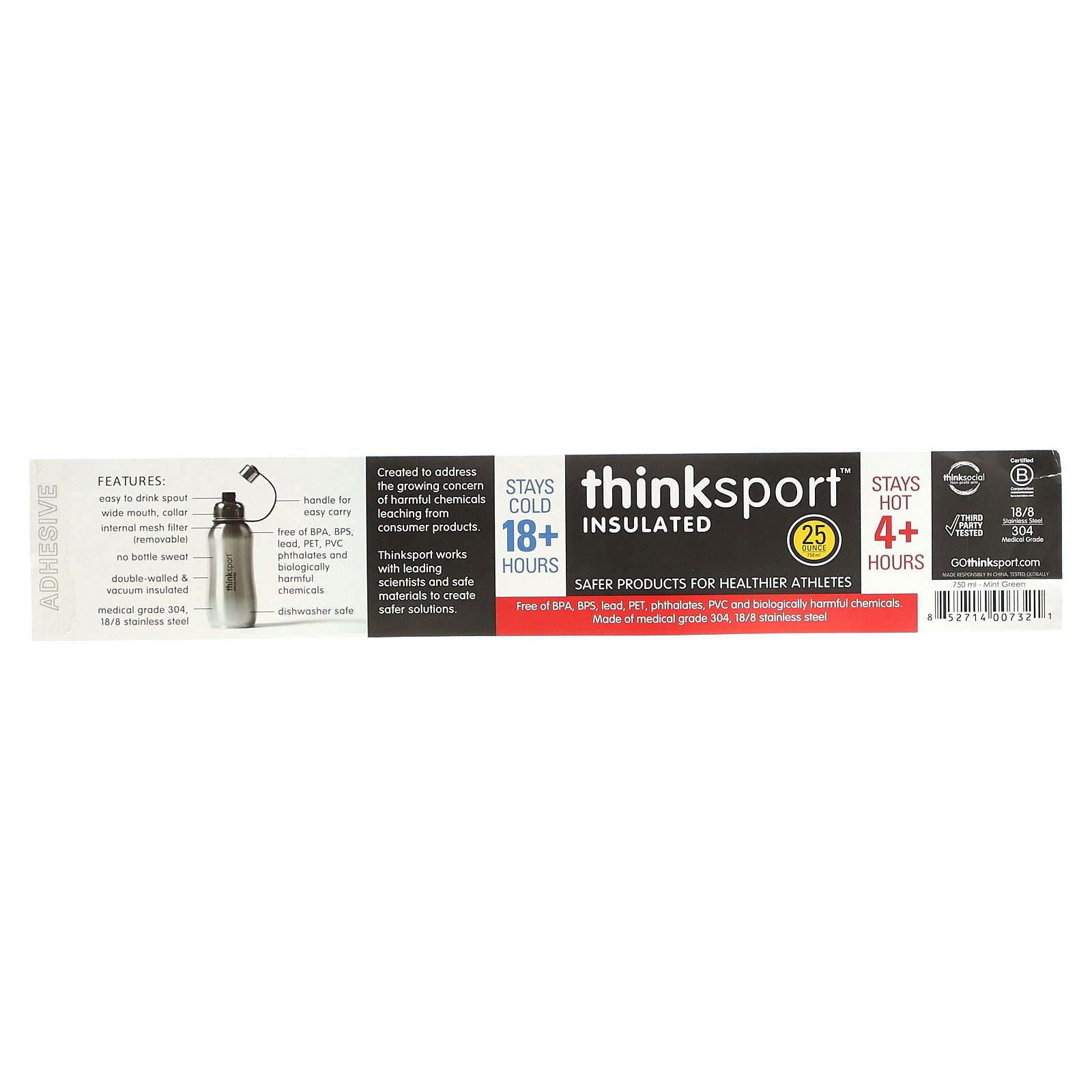 Foto 4 pulgar | Botella Deportiva Aislante Think Thinksport Mint Green 750 Ml - Venta Internacional.