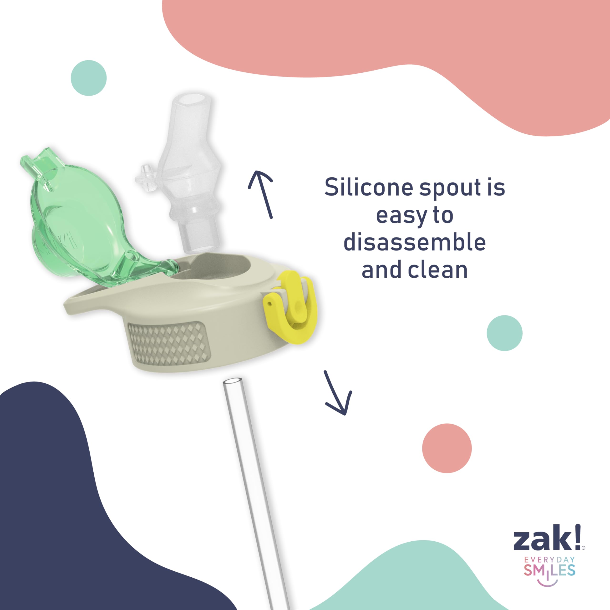 Foto 7 pulgar | Botella De Agua Zak Designs Sage De 480 Ml Con Pajita  Mango De Unicornio - Venta Internacional.