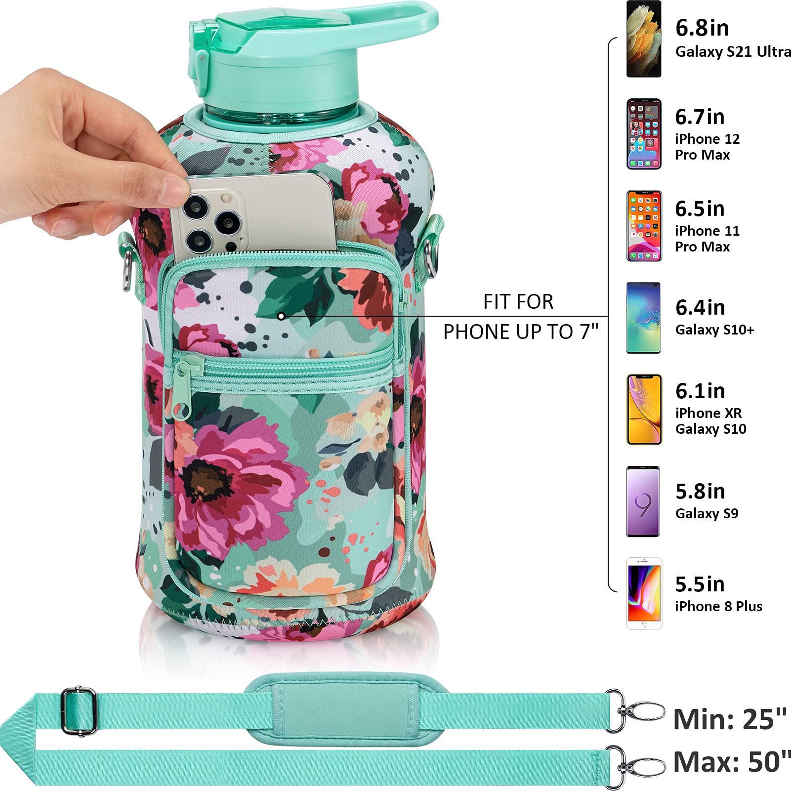 Foto 3 pulgar | Botella De Agua Fimibuke De Medio Galón Con Funda De 1 9 L Con Asa - Venta Internacional.