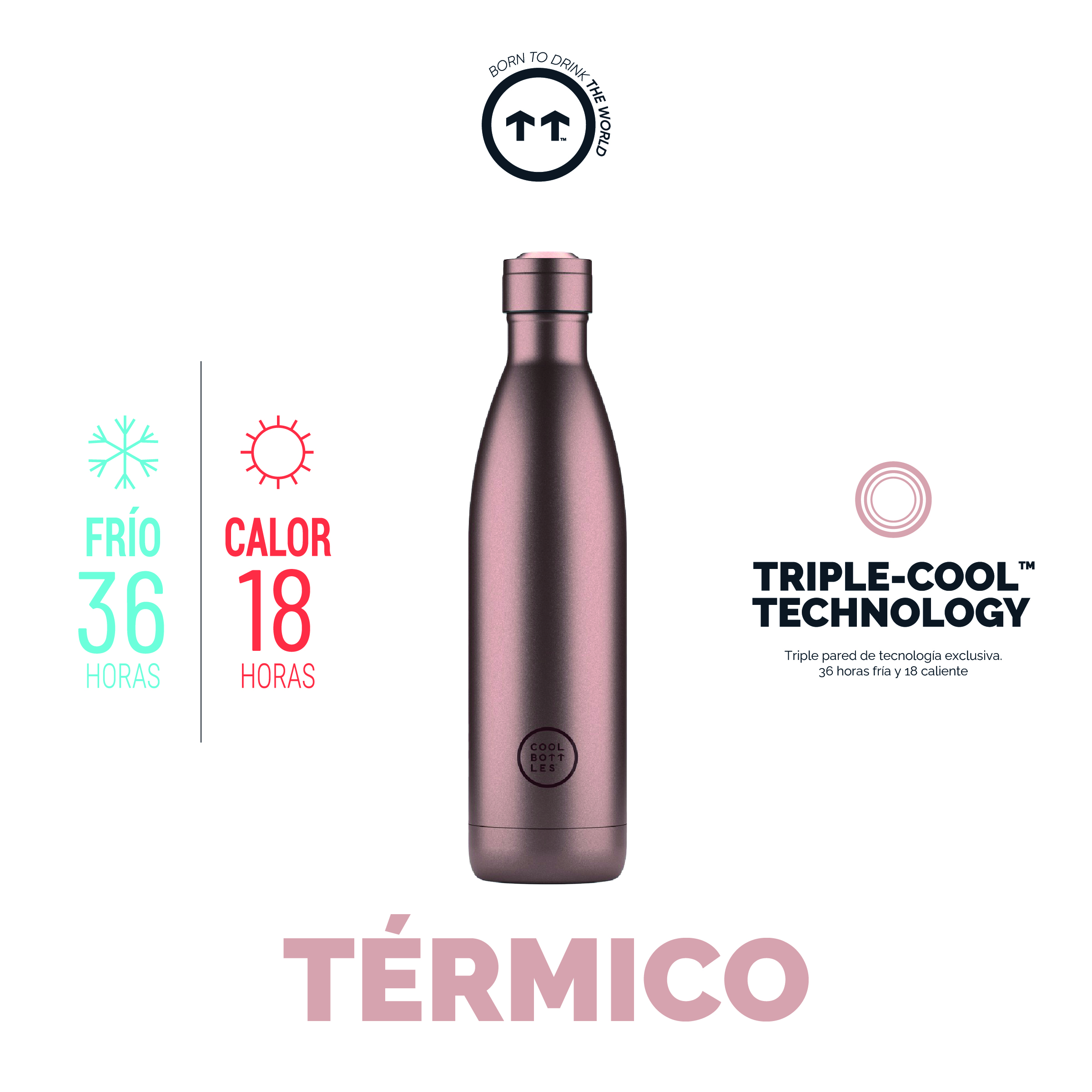 Foto 3 pulgar | Botella Para Agua Cool Bottles Coolors 750 Ml