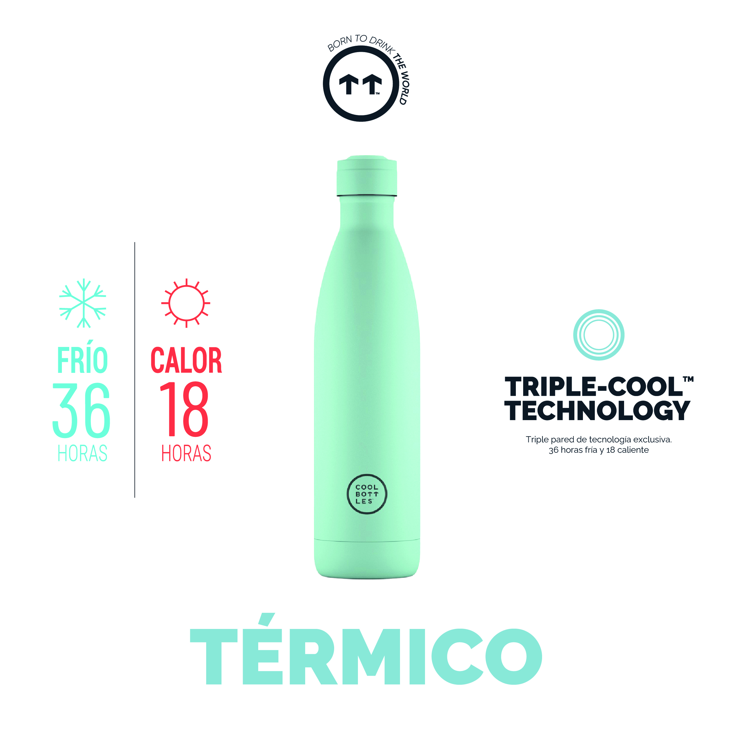 Foto 3 pulgar | Botella Para Agua Cool Bottles Coolors 750 Ml