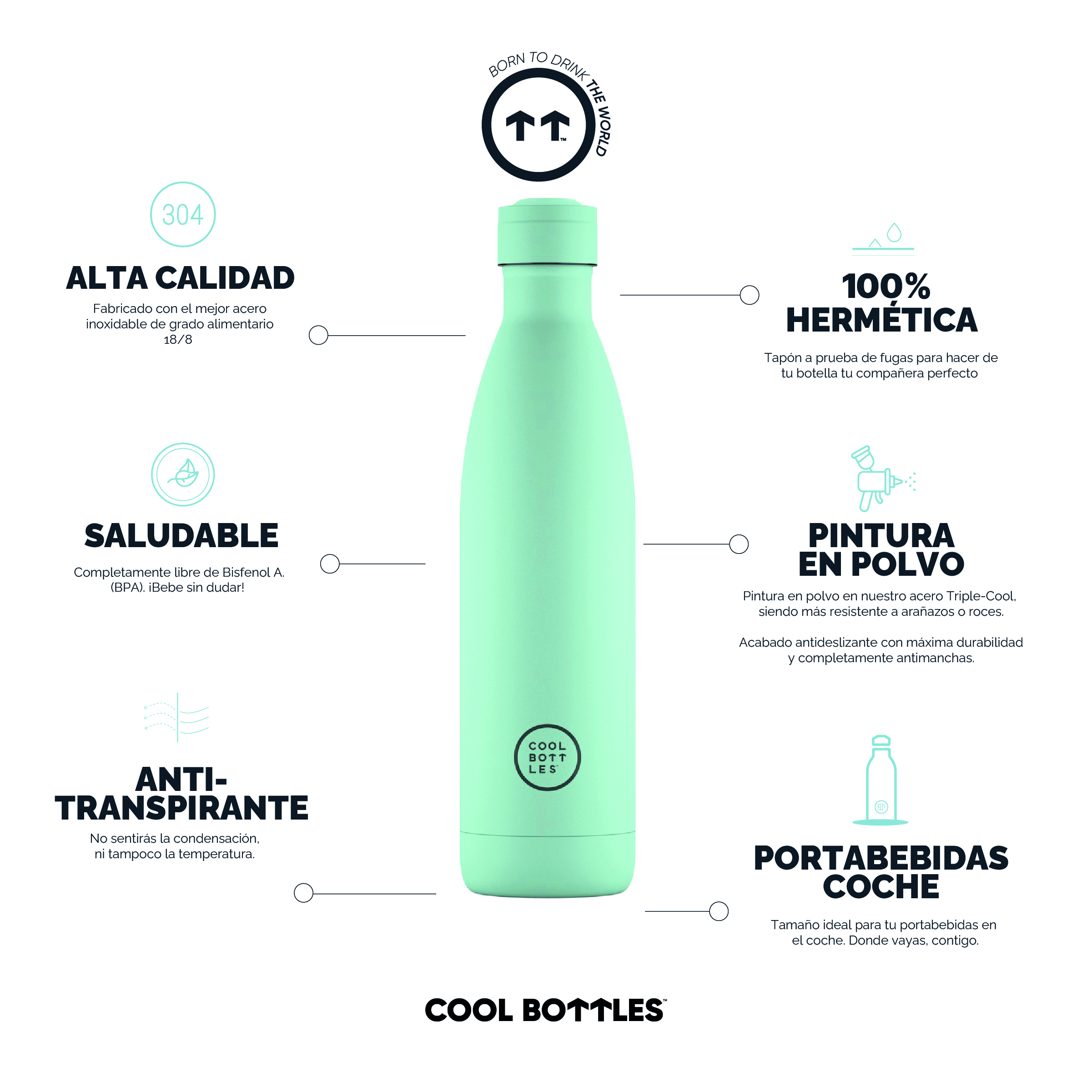 Foto 4 pulgar | Botella Para Agua Cool Bottles Coolors 750 Ml