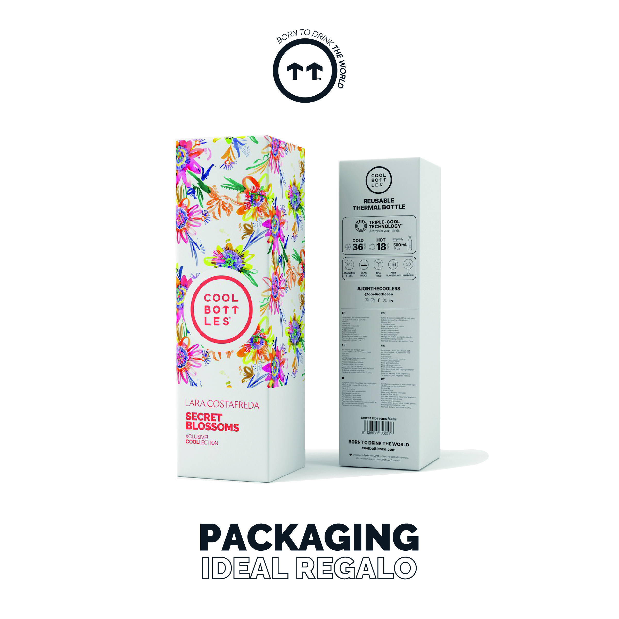 Foto 8 pulgar | Botella Para Agua Cool Bottles Xclusive! Secret Blossoms 500 Ml