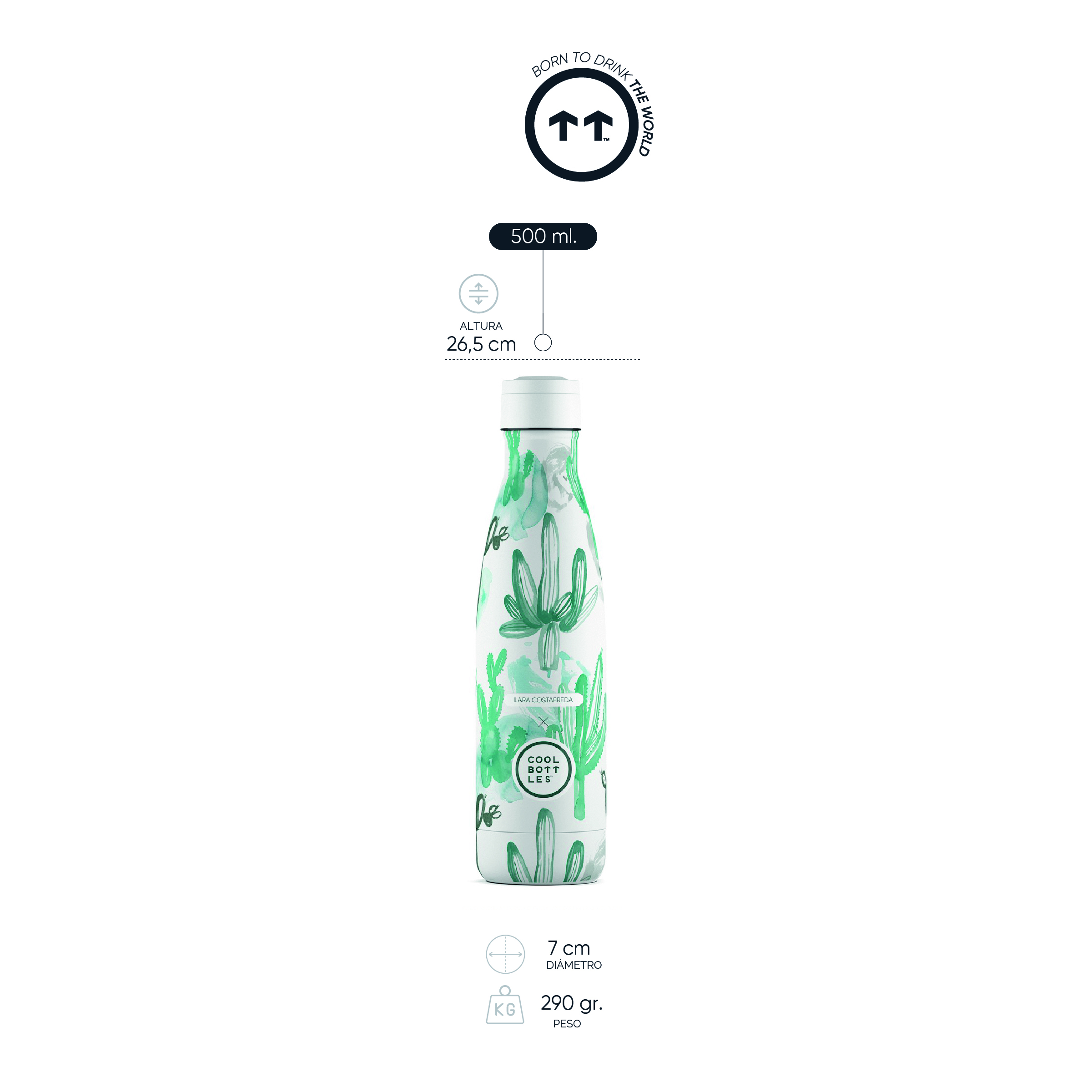 Foto 7 pulgar | Botella Para Agua Cool Bottles Xclusive! Watercolor Cactus 500 Ml