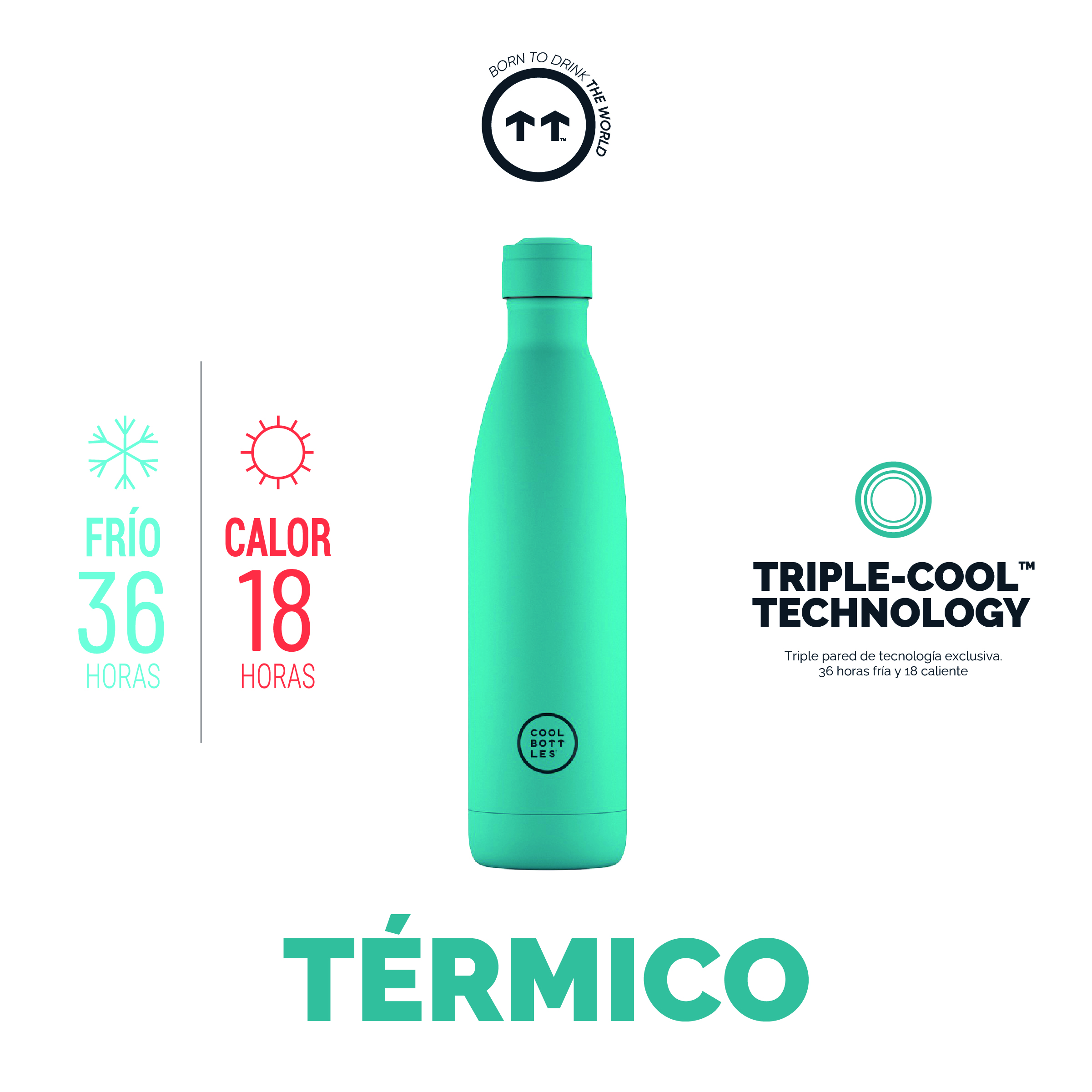 Foto 3 pulgar | Botella Para Agua Cool Bottles Coolors 750 Ml