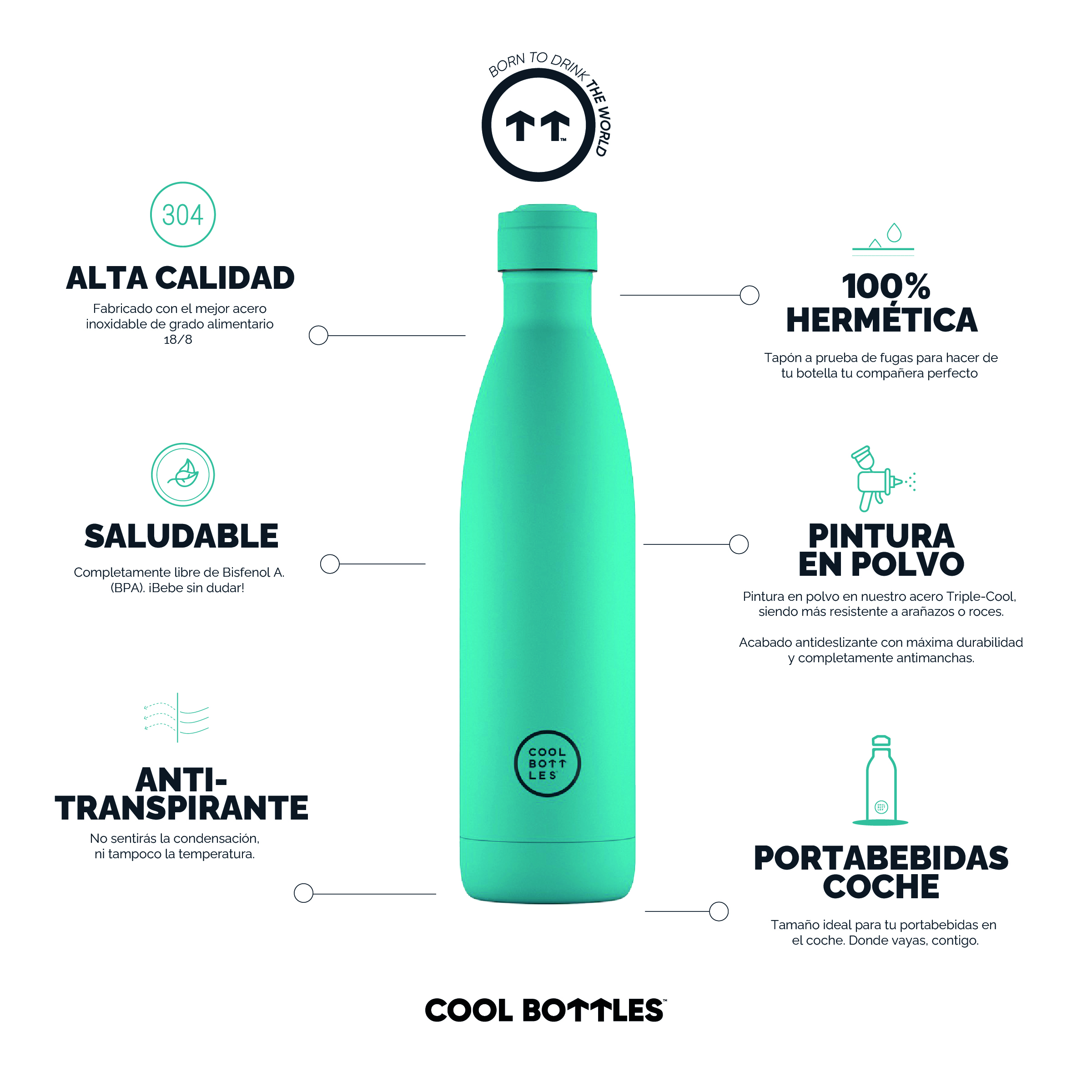 Foto 4 pulgar | Botella Para Agua Cool Bottles Coolors 750 Ml