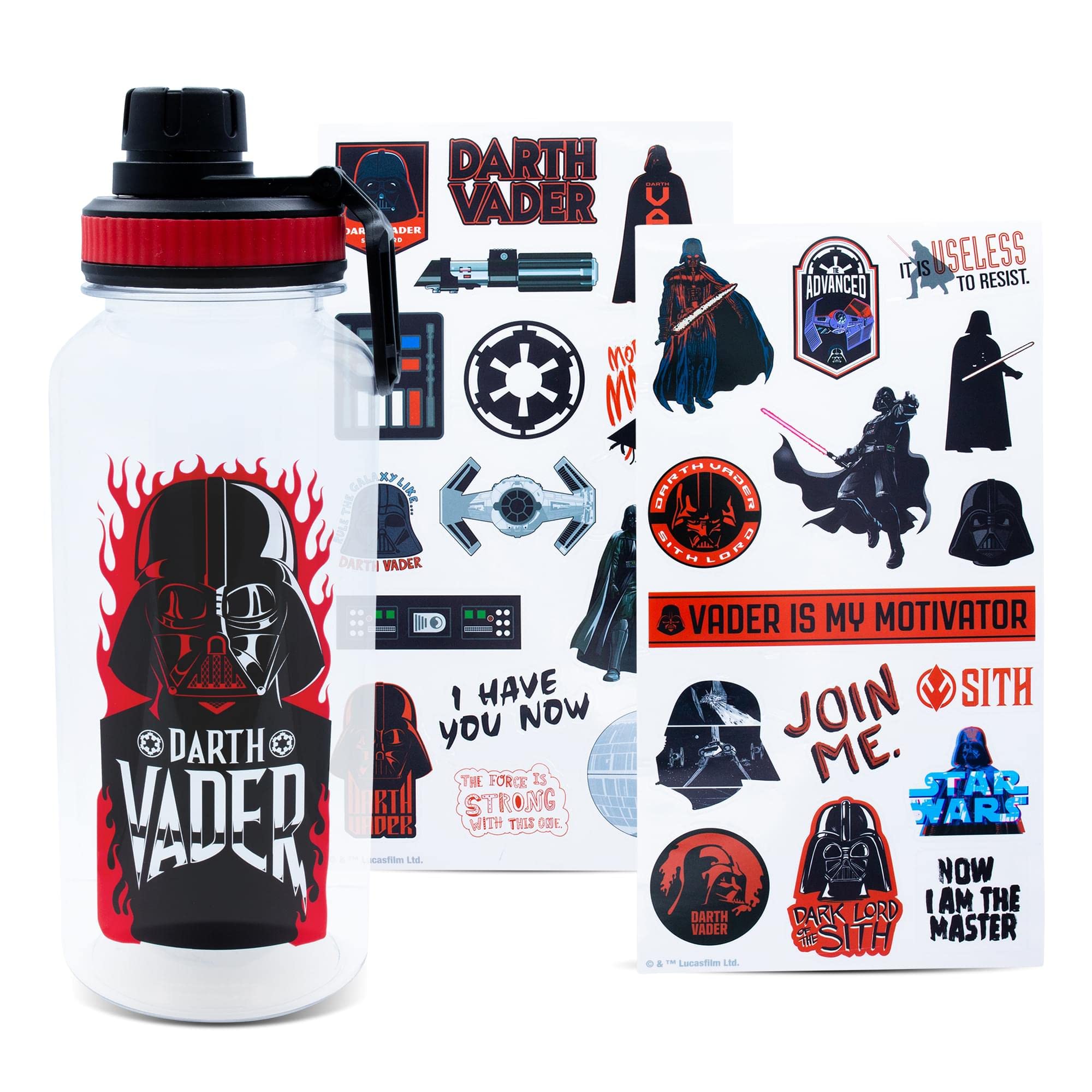 Jarra Para Botellas De Agua Star Wars Darth Vader De 1 Litro Con Juego De Pegatinas - Venta Internacional.