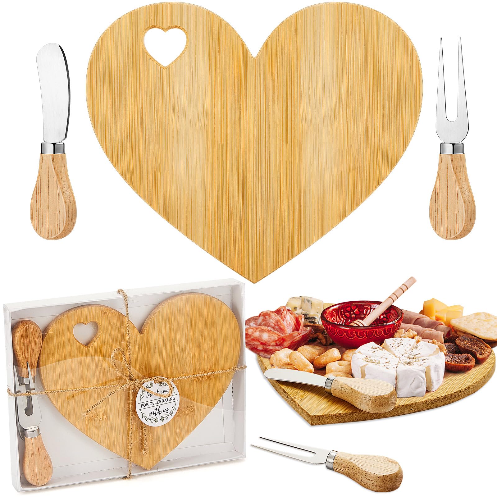Foto 2 pulgar | Juego De Tablas Para Quesos Patelai Bridal Shower En Forma De Corazón, Madera - Venta Internacional.
