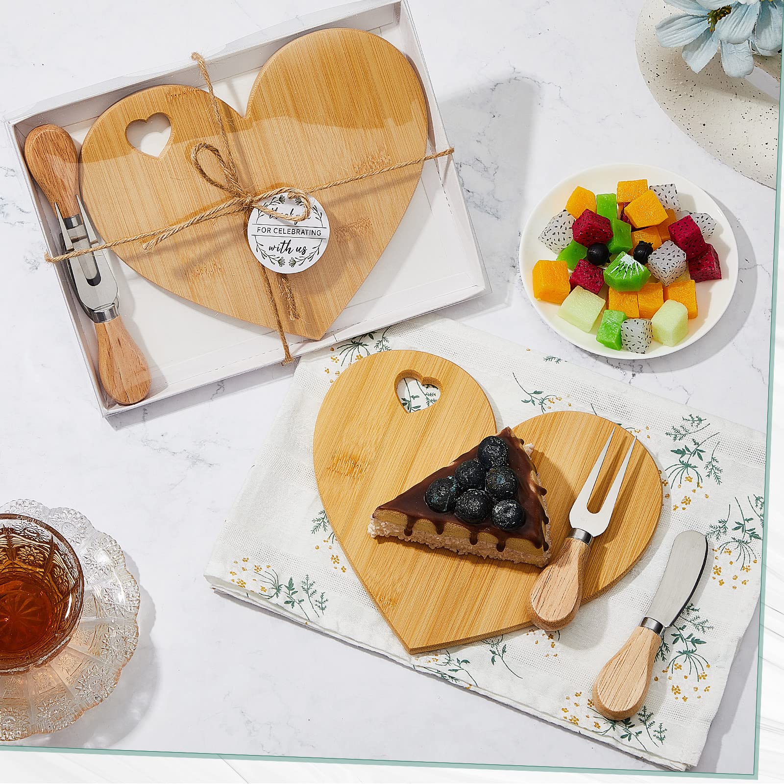 Foto 5 pulgar | Juego De Tablas Para Quesos Patelai Bridal Shower En Forma De Corazón, Madera - Venta Internacional.