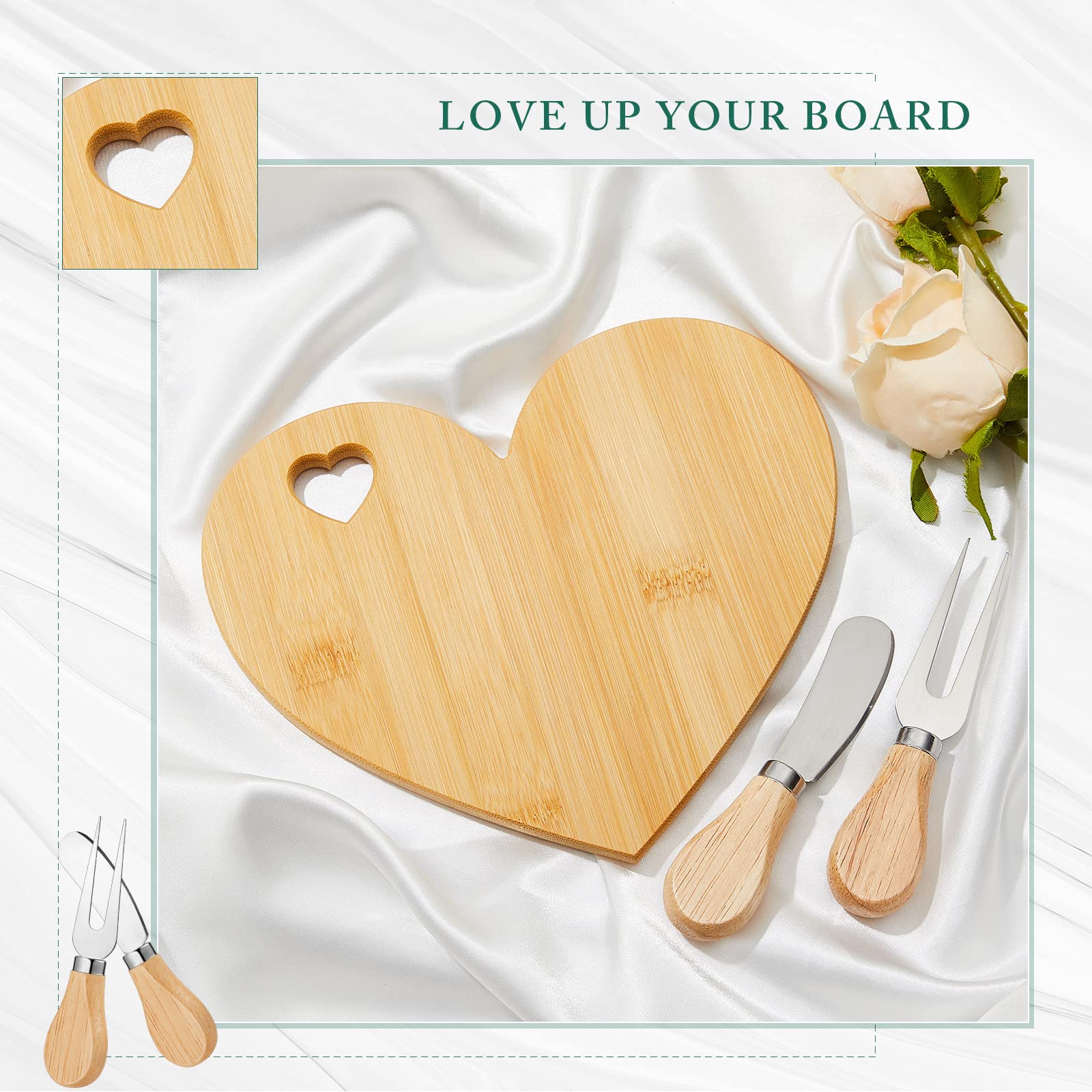Foto 5 | Juego De Tablas Para Quesos Patelai Bridal Shower En Forma De Corazón, Madera - Venta Internacional.