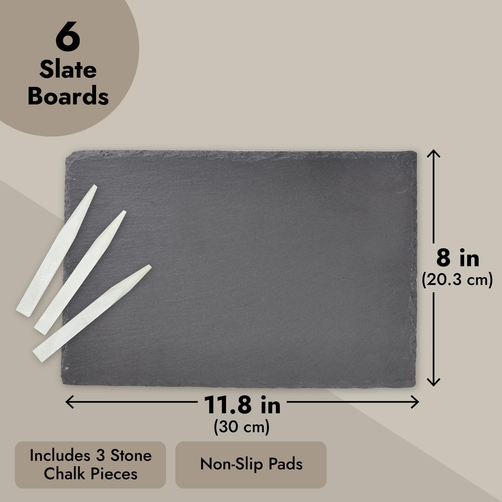 Foto 5 pulgar | Tablas de Charcutería Juvale Black Slate 6 Piezas 20 x 30 cm con Gis  - Venta Internacional