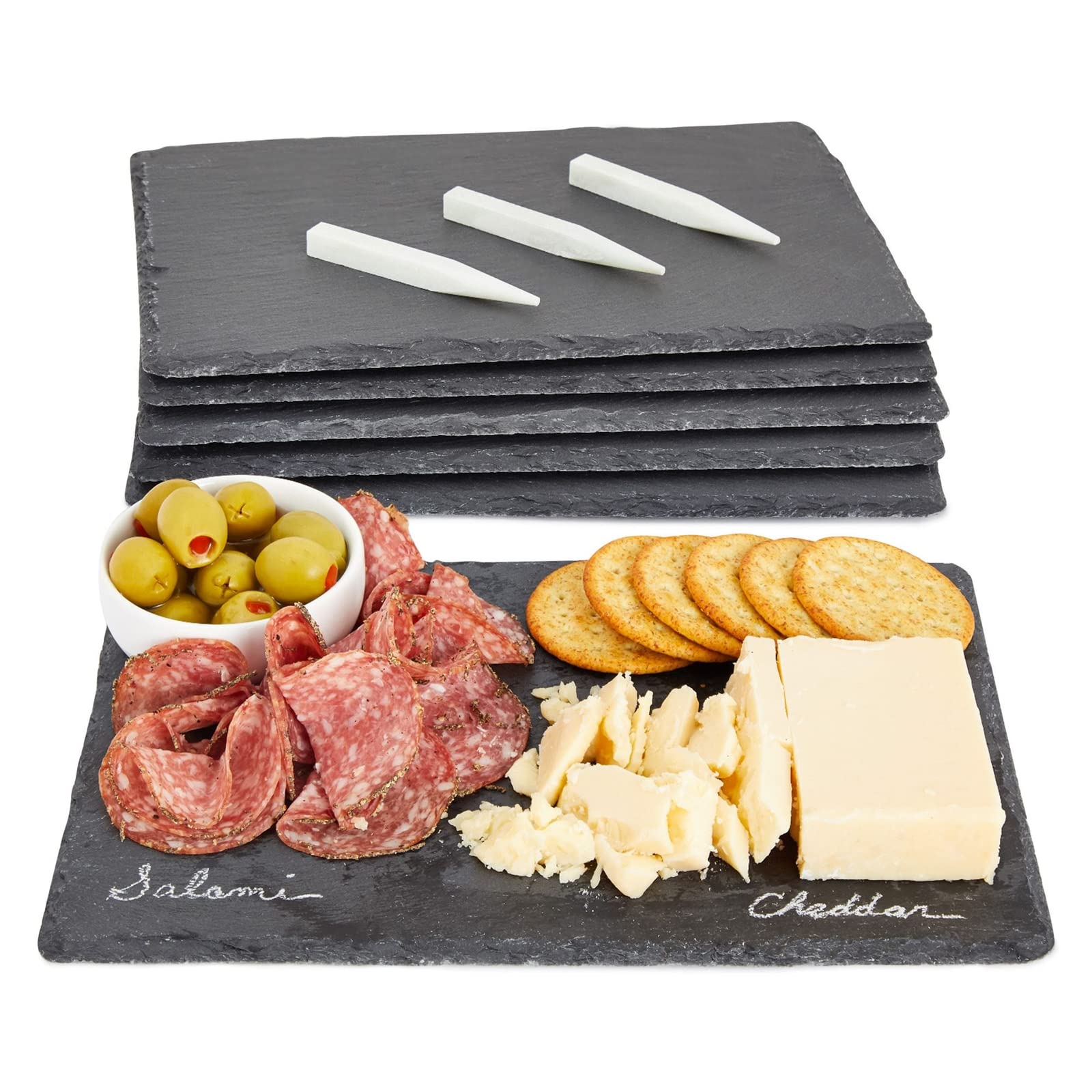 Foto 6 pulgar | Tablas de Charcutería Juvale Black Slate 6 Piezas 20 x 30 cm con Gis  - Venta Internacional
