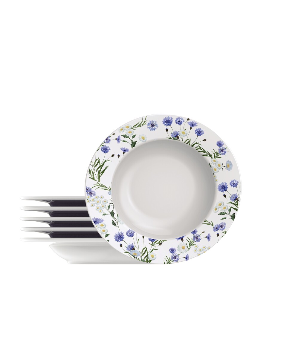 Juego de Platos Hondos Tramontina Ana Alice Porcelana Decorada 6 Piezas 