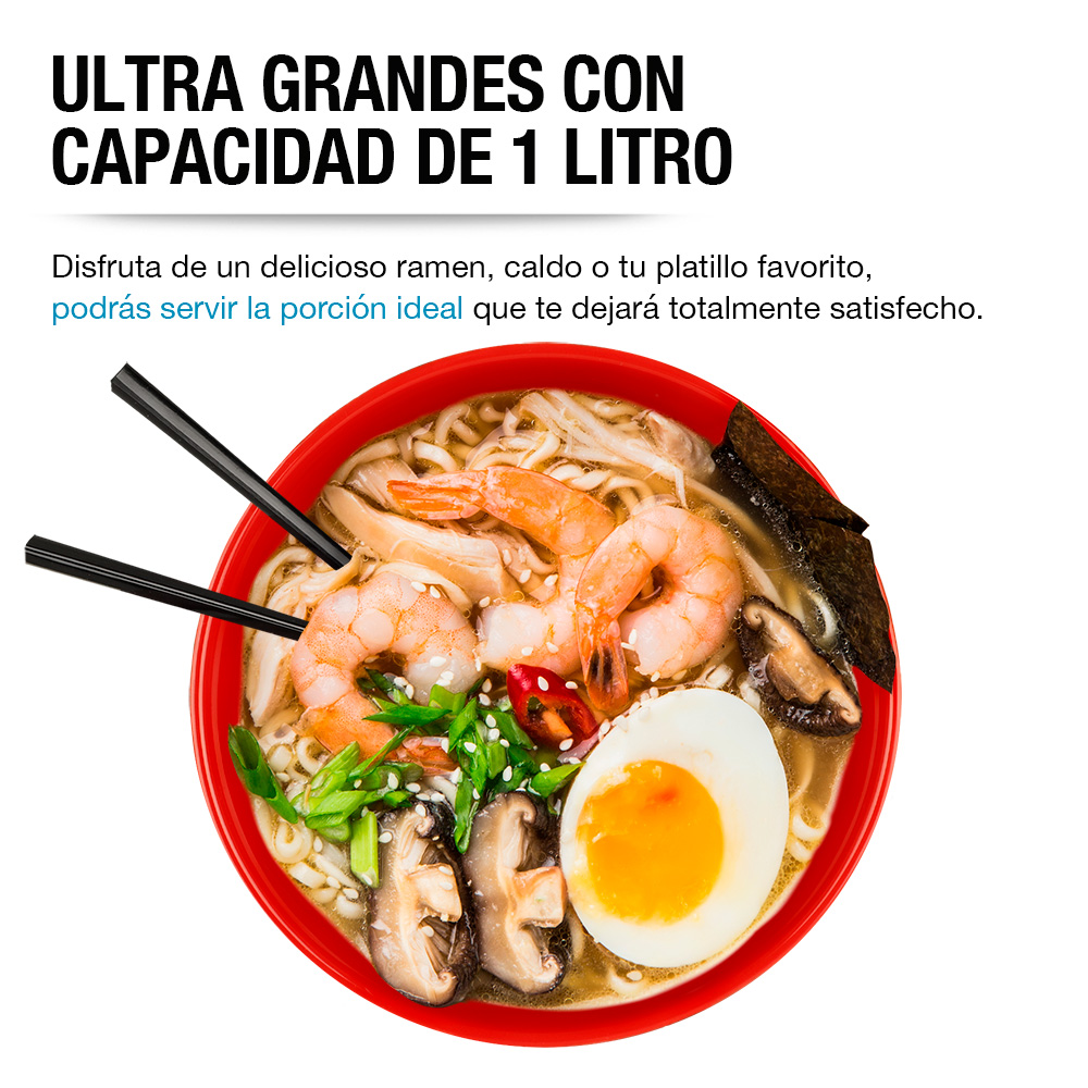 Foto 5 | Platos Hondos de Cerámica para Ramen Noodles Palillos 4 Pz Casa Litus color Negro 83512-bl