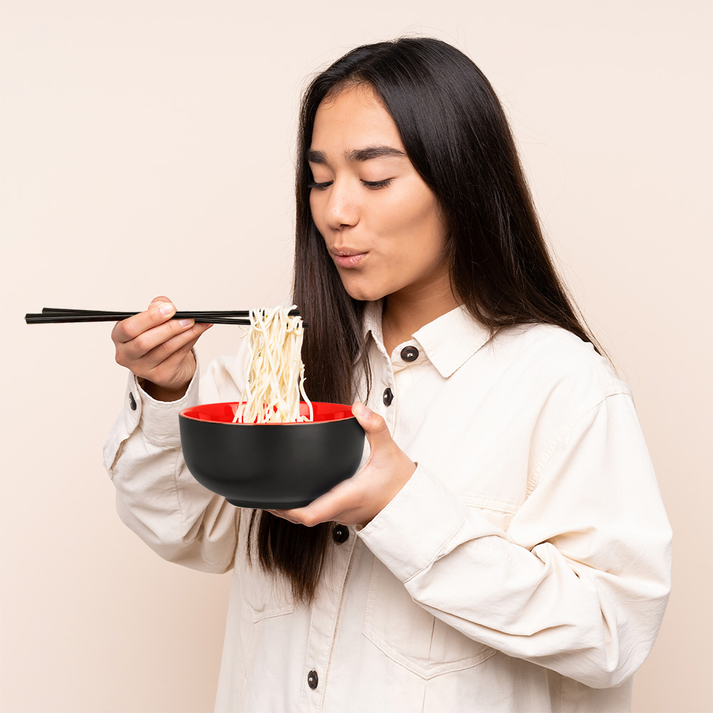 Foto 7 | Platos Hondos de Cerámica para Ramen Noodles Palillos 4 Pz Casa Litus color Negro 83512-bl