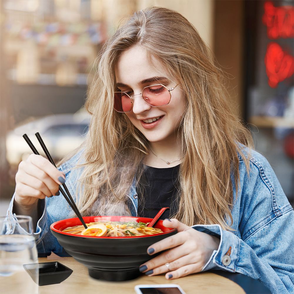 Foto 7 | Vajilla de Melamina Estilo Japonés Para Ramen para 4 Personas