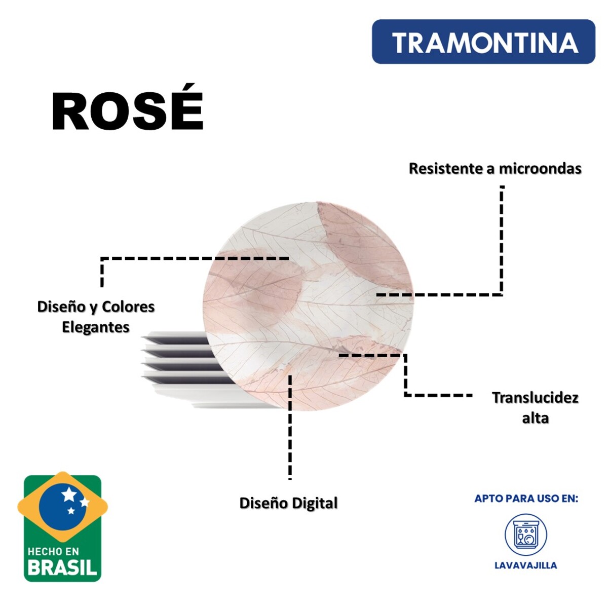 Foto 5 | Juego de Platos Tramontina Rose 6 Piezas