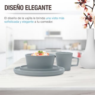 Foto 3 | Juego de Vajilla de Gris para 4 Personas 16 Piezas