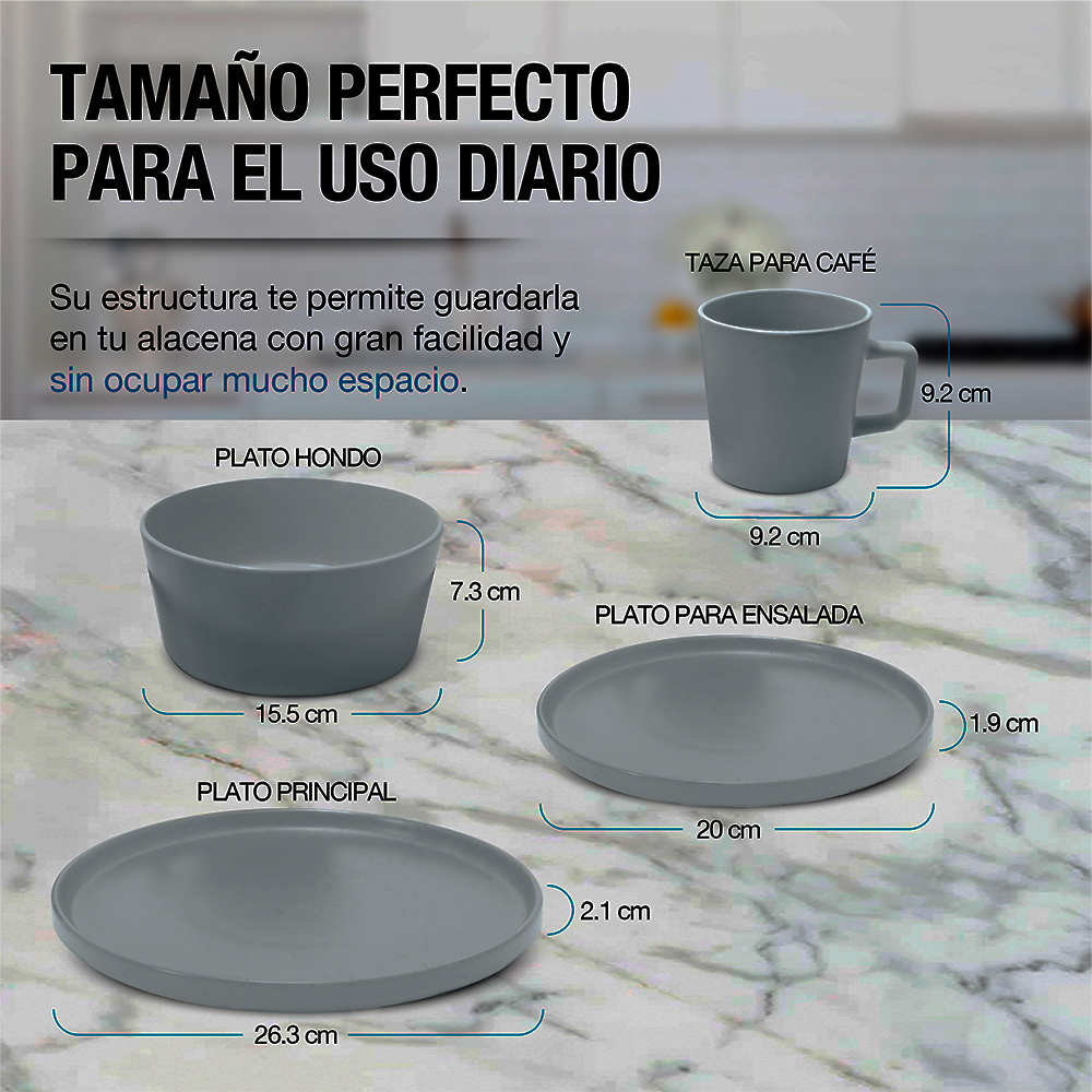 Foto 7 pulgar | Juego de Vajilla de Gris para 4 Personas 16 Piezas