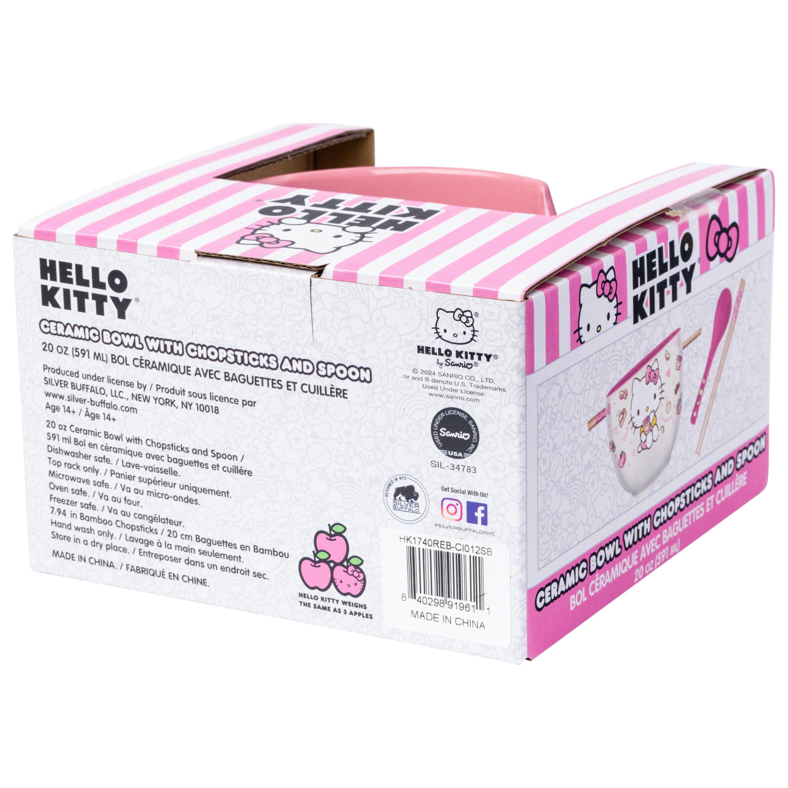 Foto 7 pulgar | Cuenco De Arroz Con Fideos Ramen Silver Buffalo Hello Kitty, 600 Ml - Venta Internacional.