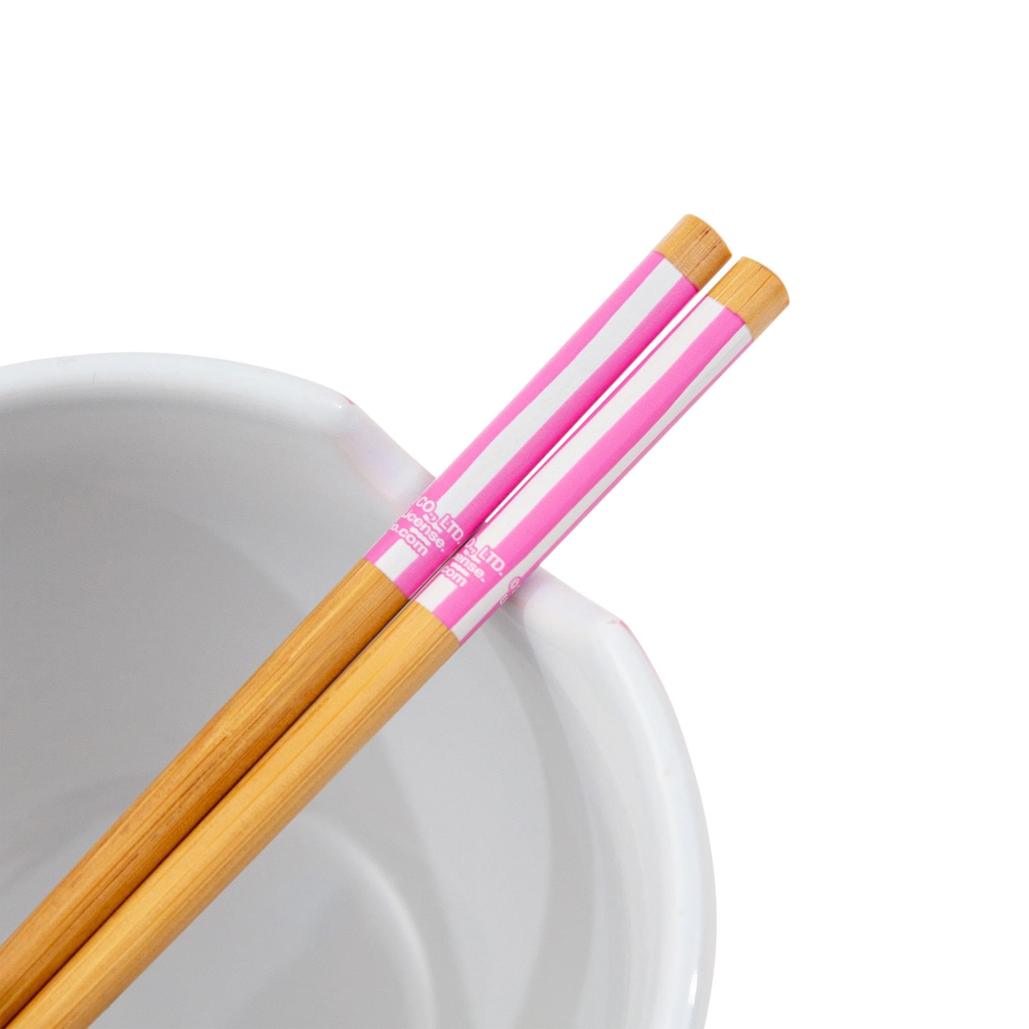 Foto 4 pulgar | Cuenco Para Ramen Sanrio Hello Kitty Tokyo Con Rayas Rosas Y Palillos - Venta Internacional.