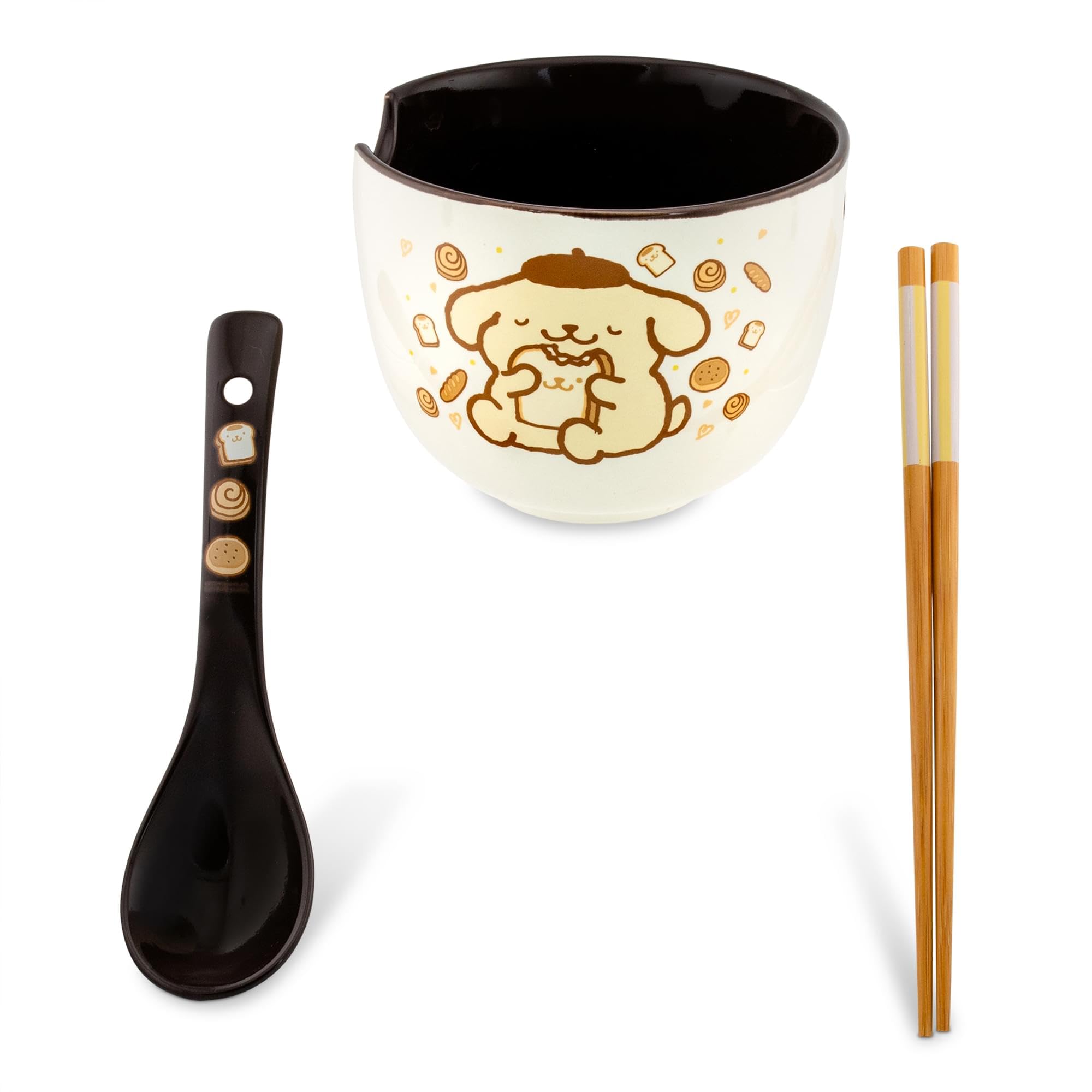 Set De Cuencos Para Ramen Sanrio Pompompurin, 600 Ml, Con Palillos Y Cuchara - Venta Internacional.