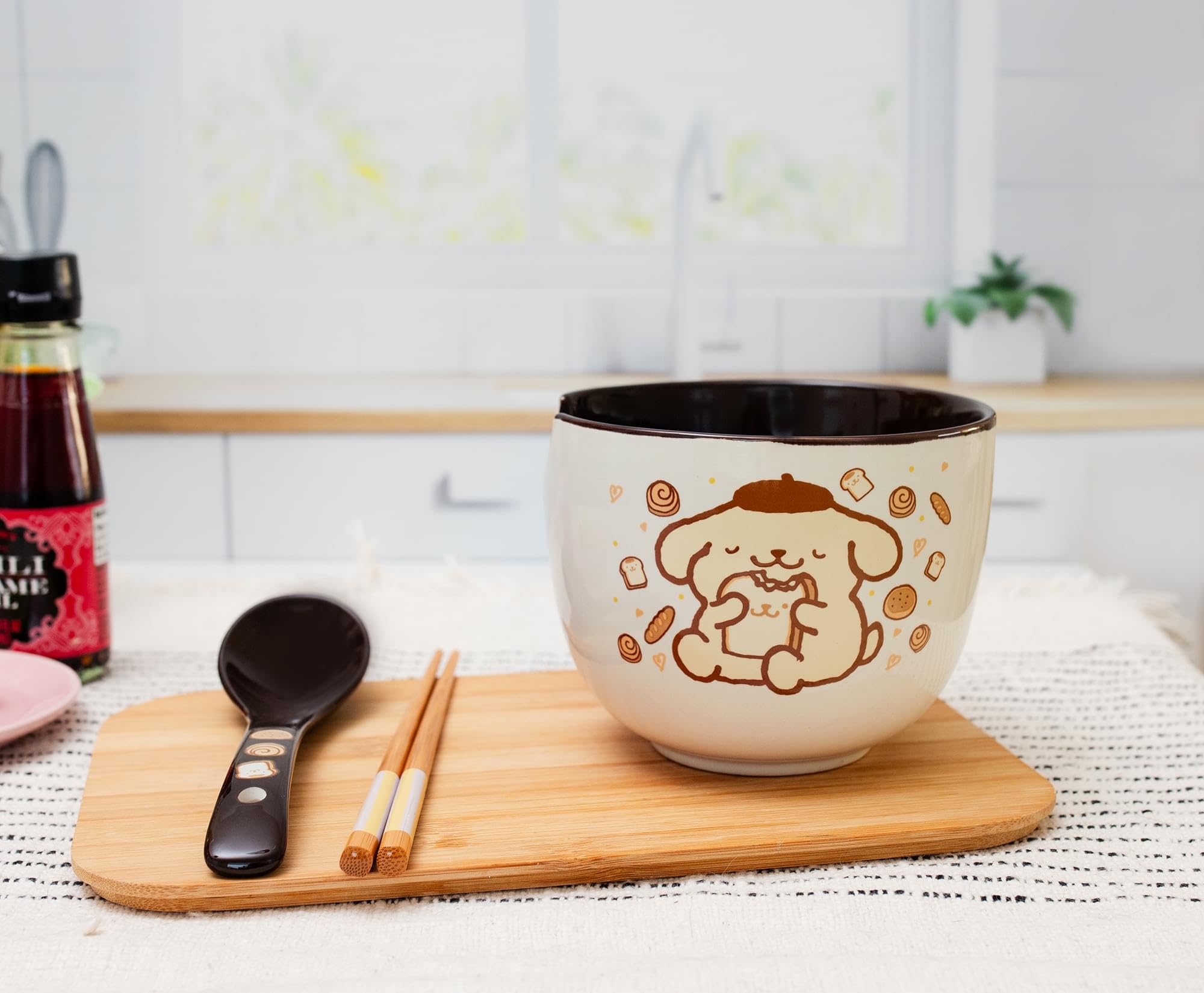 Foto 5 | Set De Cuencos Para Ramen Sanrio Pompompurin, 600 Ml, Con Palillos Y Cuchara - Venta Internacional.