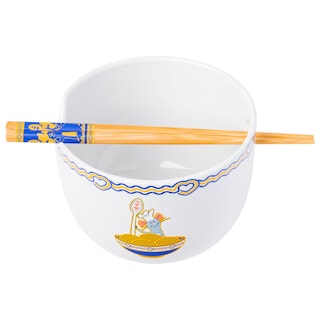 Foto 1 | Cuenco De Cerámica Para Ramen, Ratatouille De Búfalo Plateado, 600 Ml, Con Palillos - Venta Internacional.