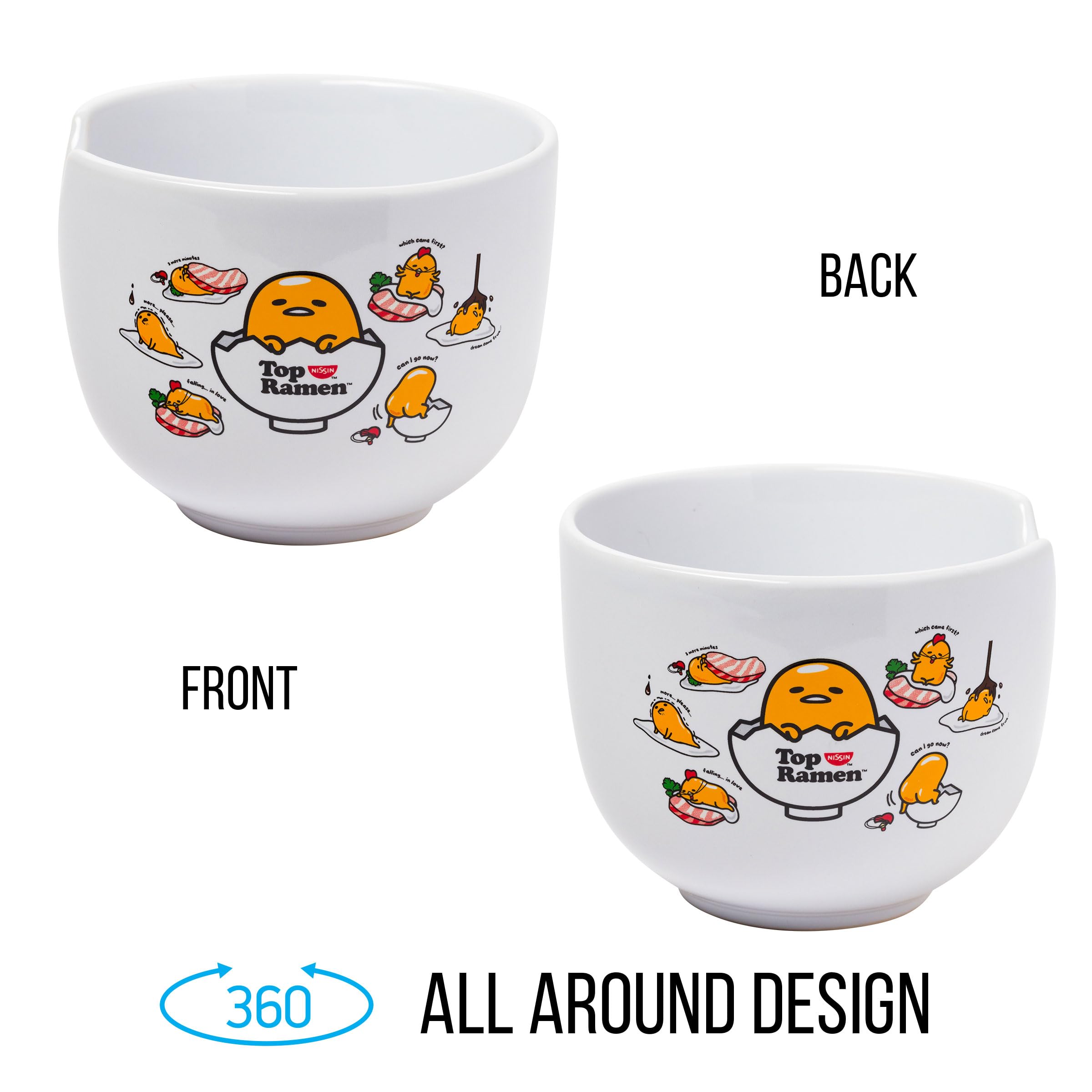 Foto 3 pulgar | Cuenco De Arroz Con Fideos Ramen De Cerámica Sanrio Gudetama, 600 Ml, Con Palillos - Venta Internacional.