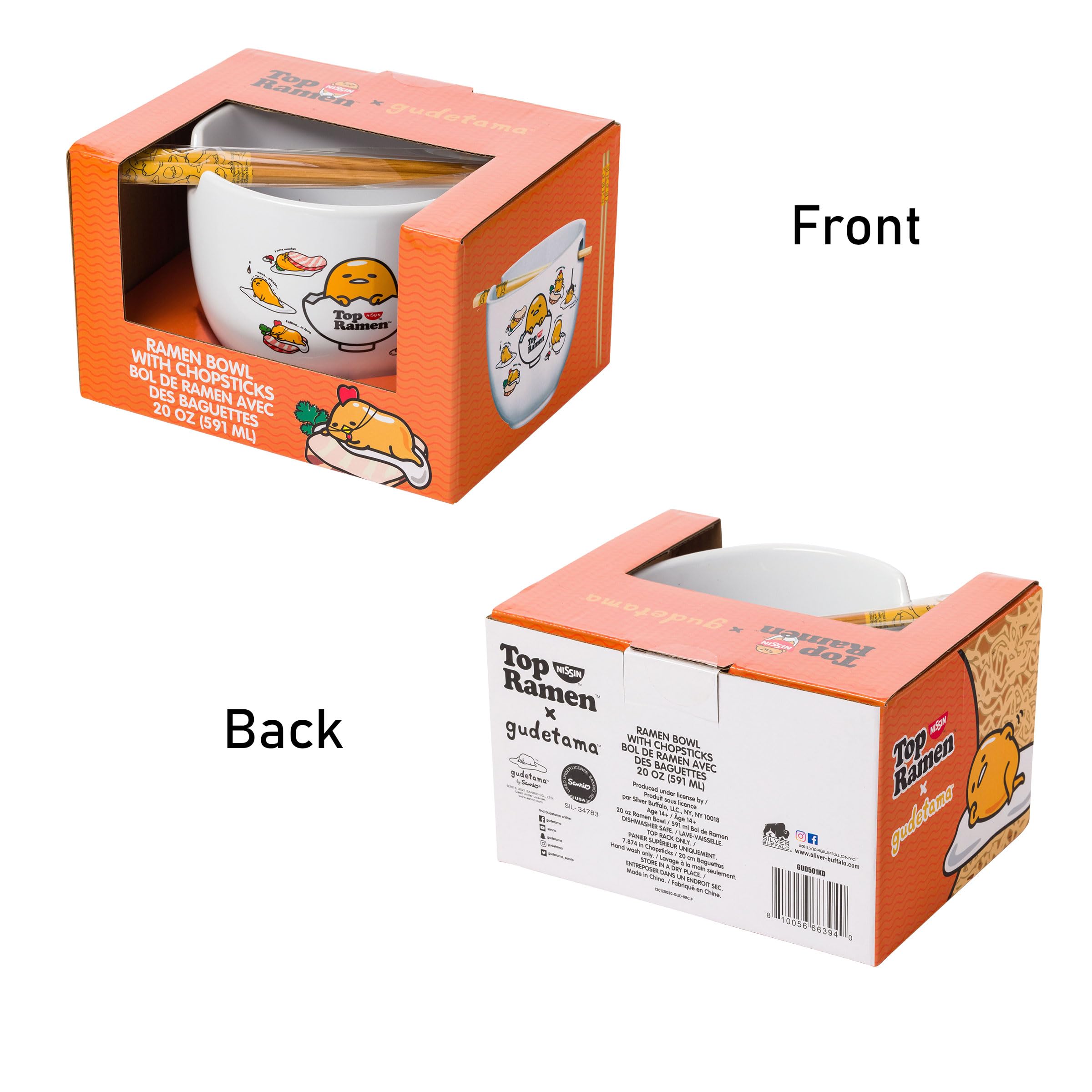 Foto 6 pulgar | Cuenco De Arroz Con Fideos Ramen De Cerámica Sanrio Gudetama, 600 Ml, Con Palillos - Venta Internacional.