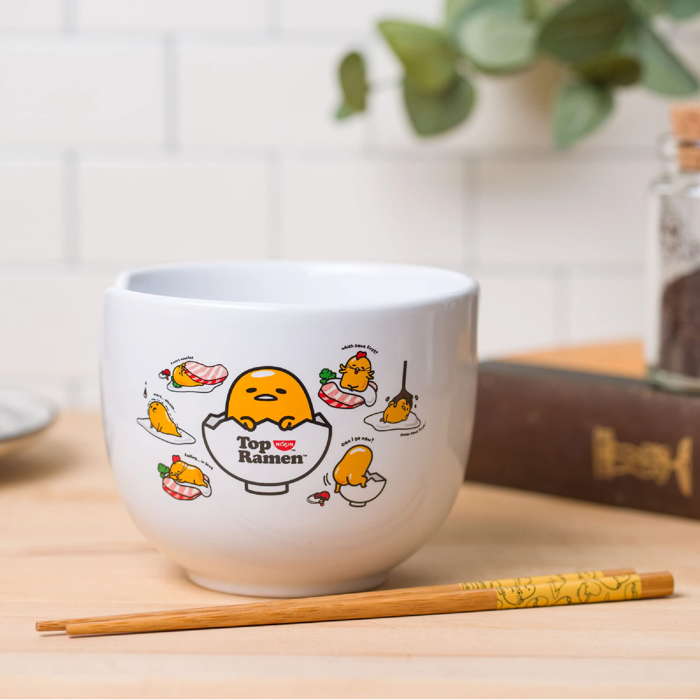 Foto 7 pulgar | Cuenco De Arroz Con Fideos Ramen De Cerámica Sanrio Gudetama, 600 Ml, Con Palillos - Venta Internacional.