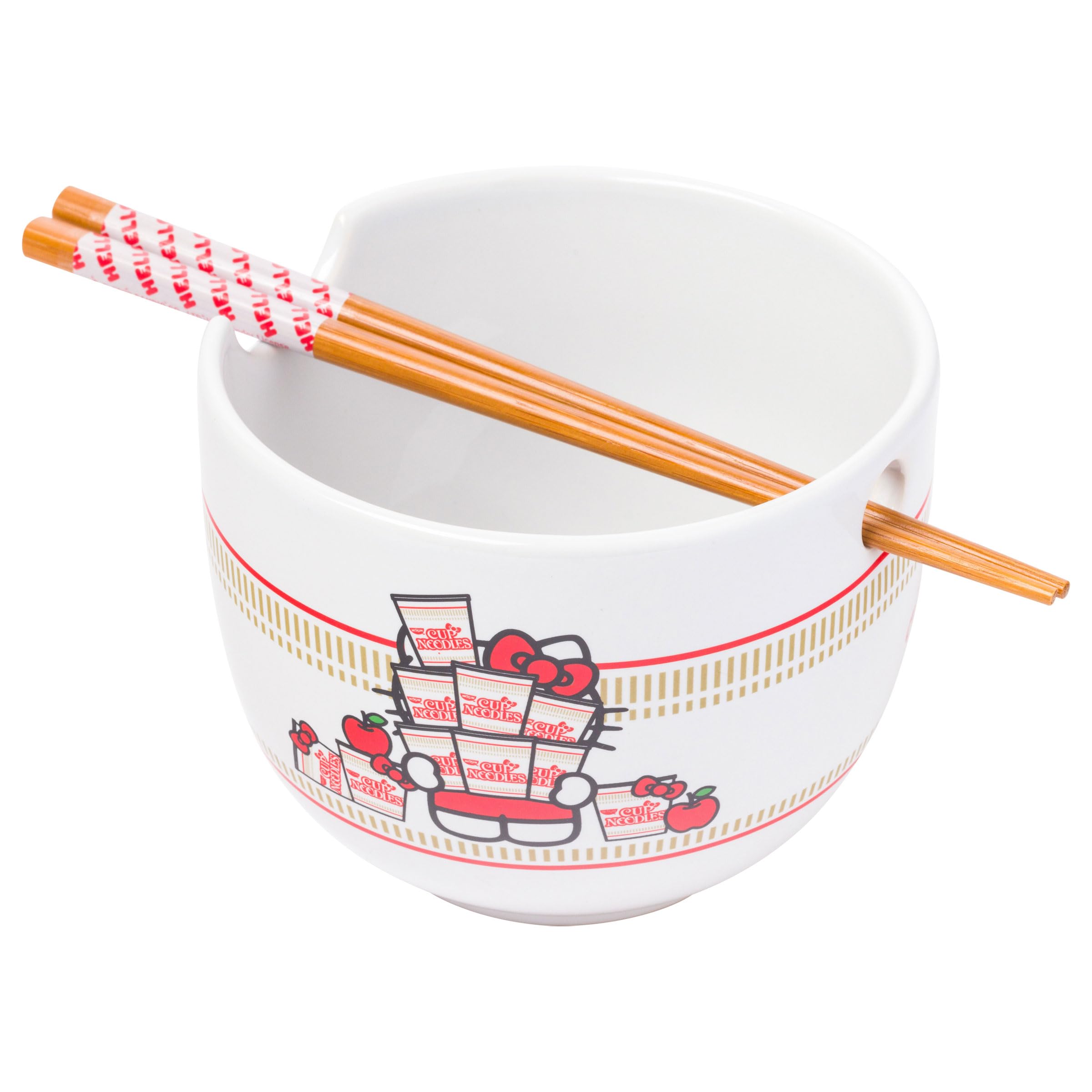 Foto 2 pulgar | Ramen Bowl Silver Buffalo Hello Kitty Nissin De 600 Ml Con Palillos - Venta Internacional.