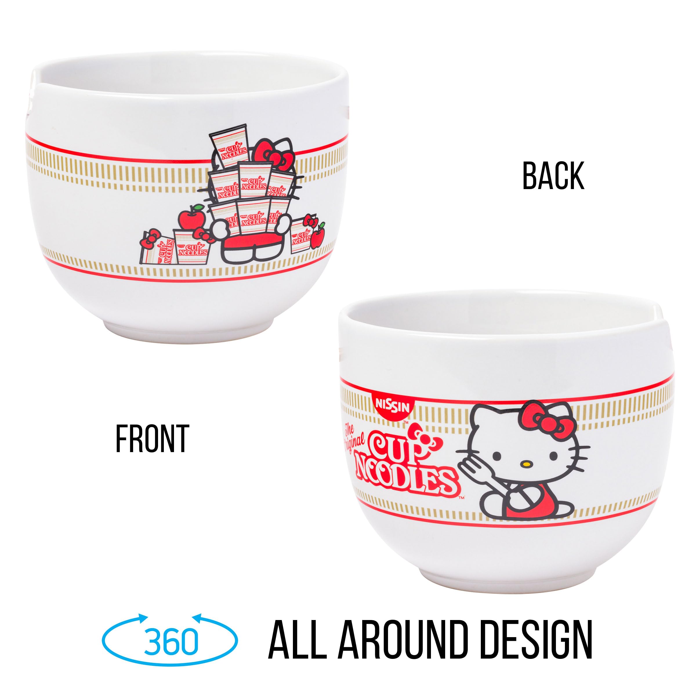 Foto 3 pulgar | Ramen Bowl Silver Buffalo Hello Kitty Nissin De 600 Ml Con Palillos - Venta Internacional.