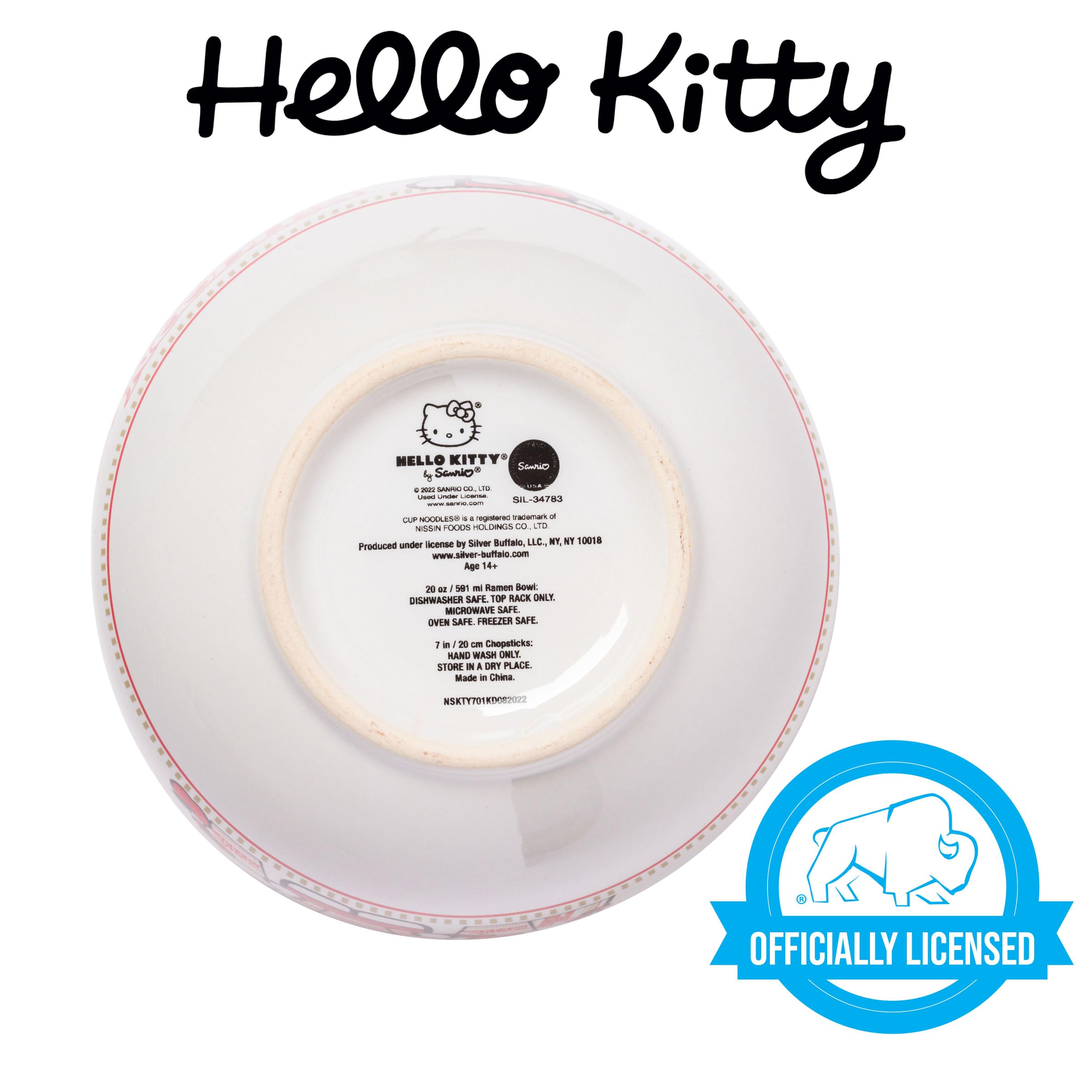 Foto 4 | Ramen Bowl Silver Buffalo Hello Kitty Nissin De 600 Ml Con Palillos - Venta Internacional.