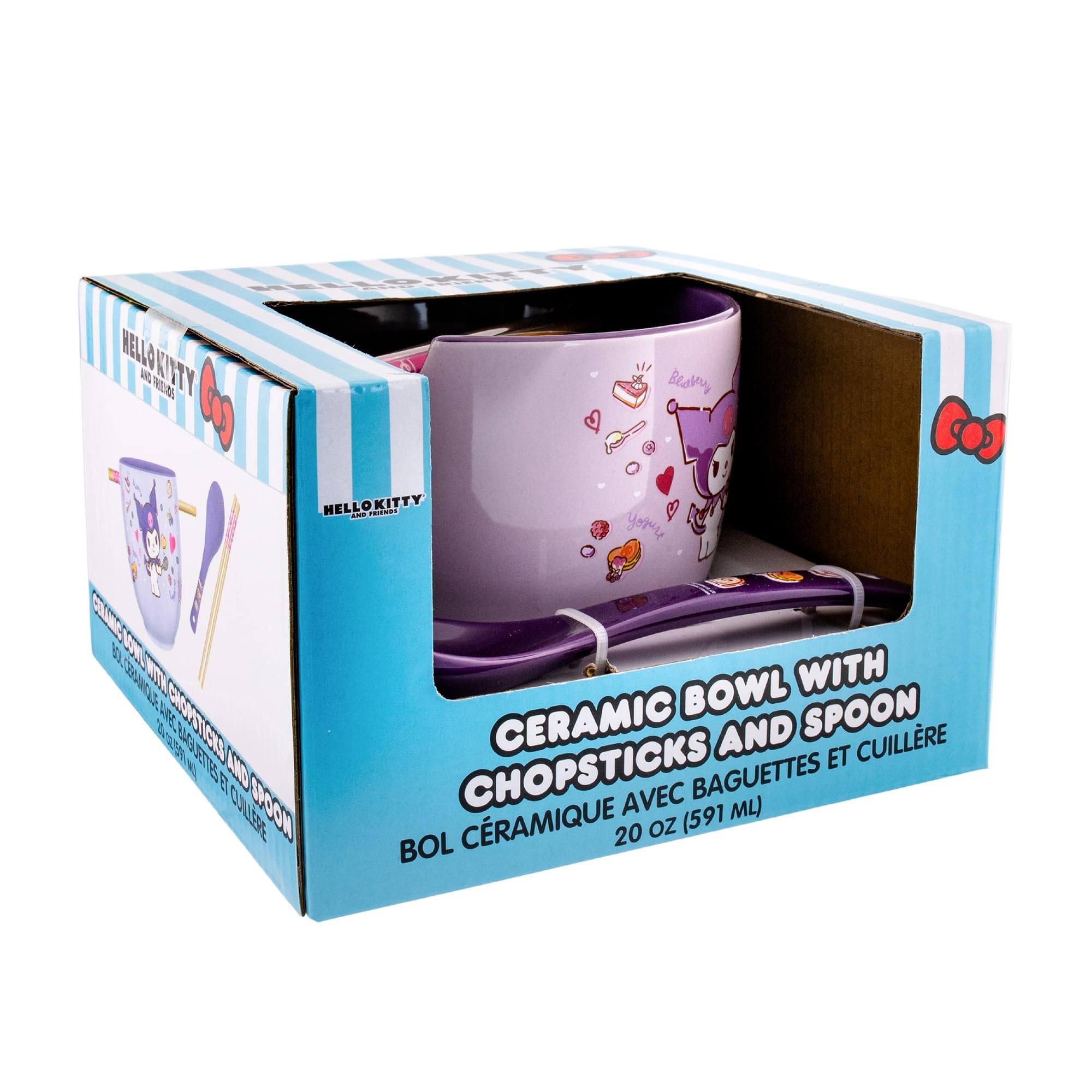 Foto 3 | Set De Cuencos Para Ramen Sanrio Kuromi, 600 Ml, Con Palillos Y Cuchara - Venta Internacional.