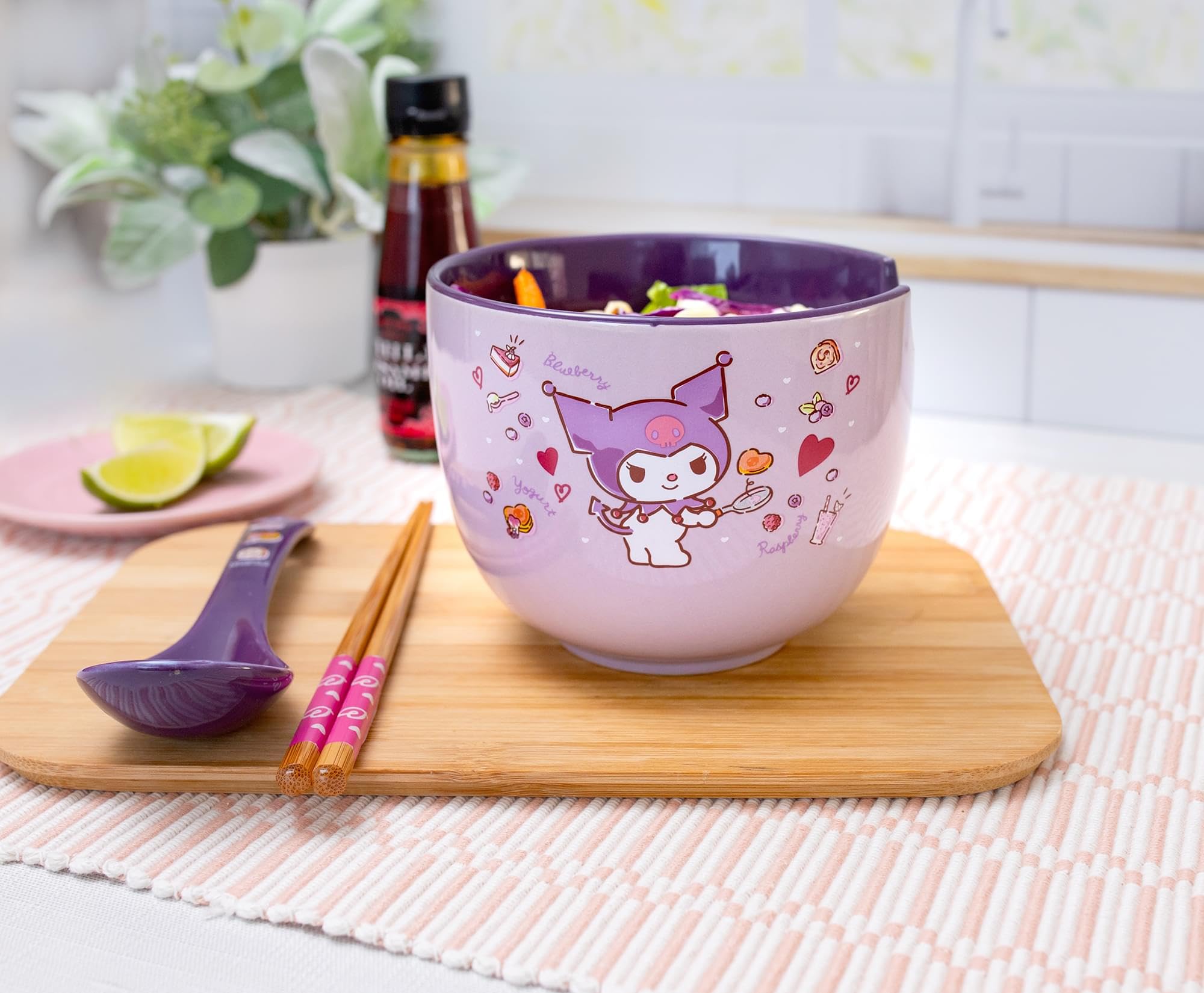 Foto 8 pulgar | Set De Cuencos Para Ramen Sanrio Kuromi, 600 Ml, Con Palillos Y Cuchara - Venta Internacional.