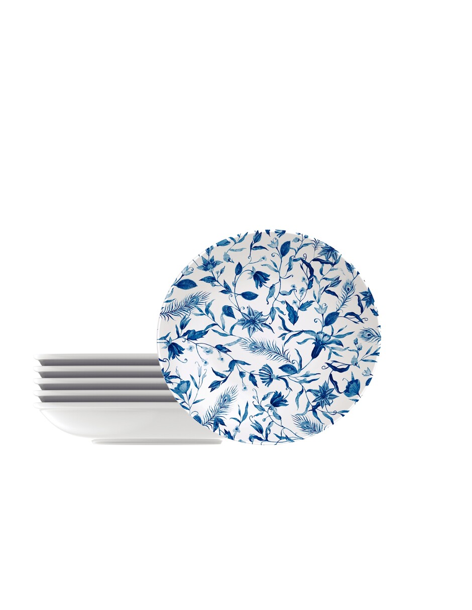 Juego de Platos de Postre Tramontina Floral de Porcelana Decorada 6 Piezas