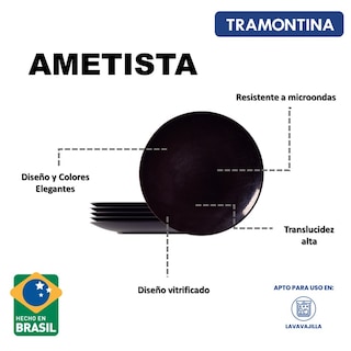 Foto 4 | Juego de Platos de Postre Tramontina Ametista 6 Piezas 21 cm