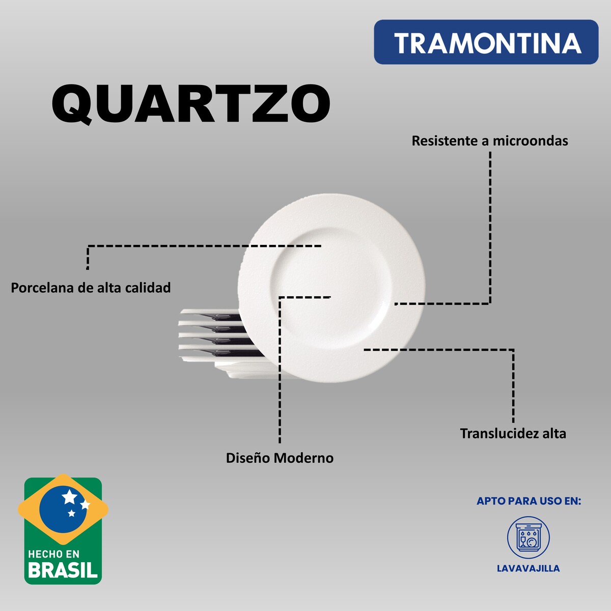 Foto 4 | Juego de Platos para Postre Tramontina Quartzo Hs 21 cm