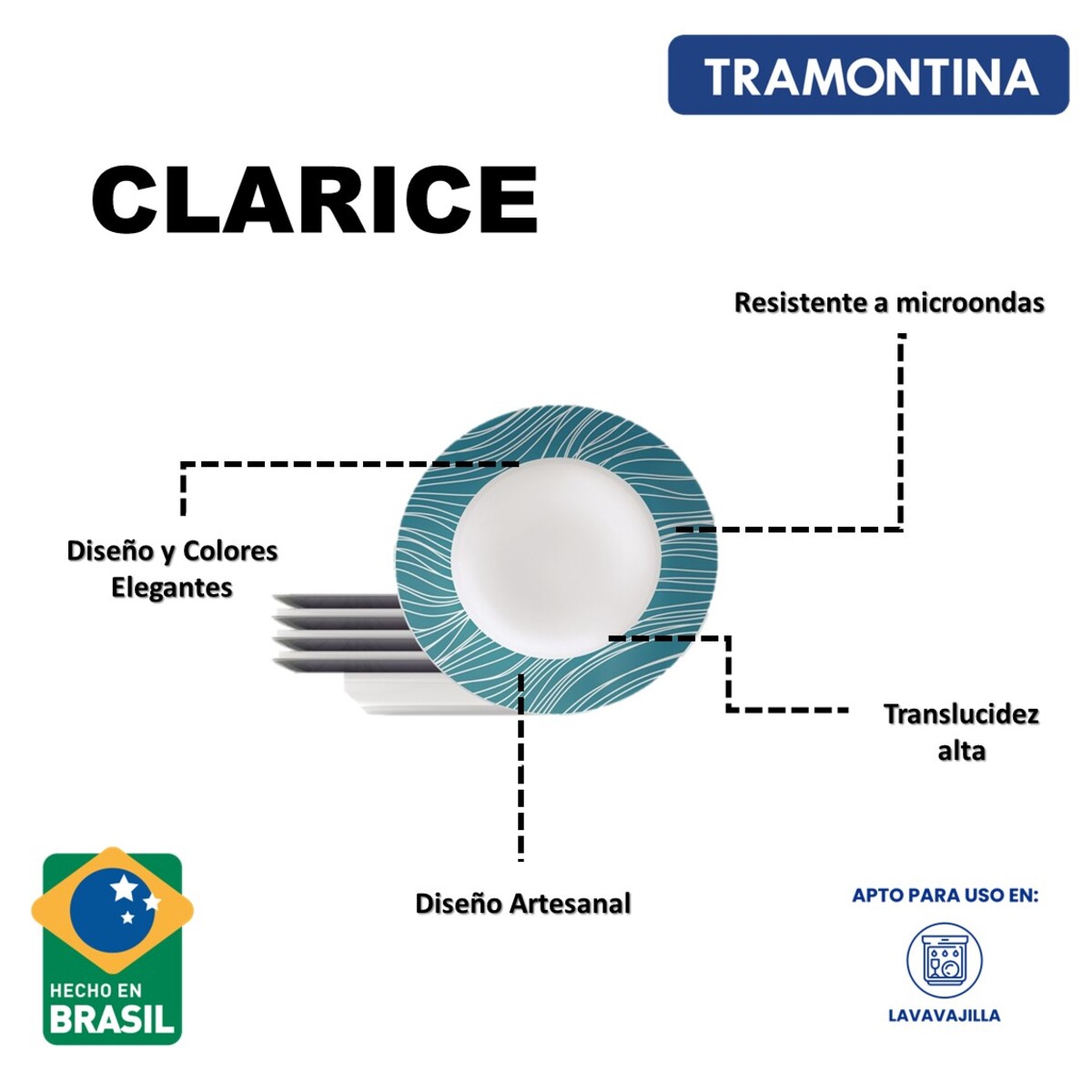 Foto 4 | Juego de Platos Tramontina Clarice 6 Piezas