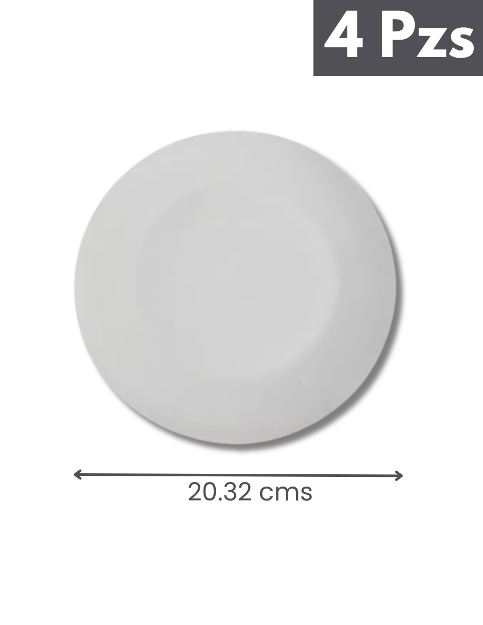 Foto 4 pulgar | Platos De Postre Elegante Italo Porcelana Blanco De 20.32 Cms Home4pk