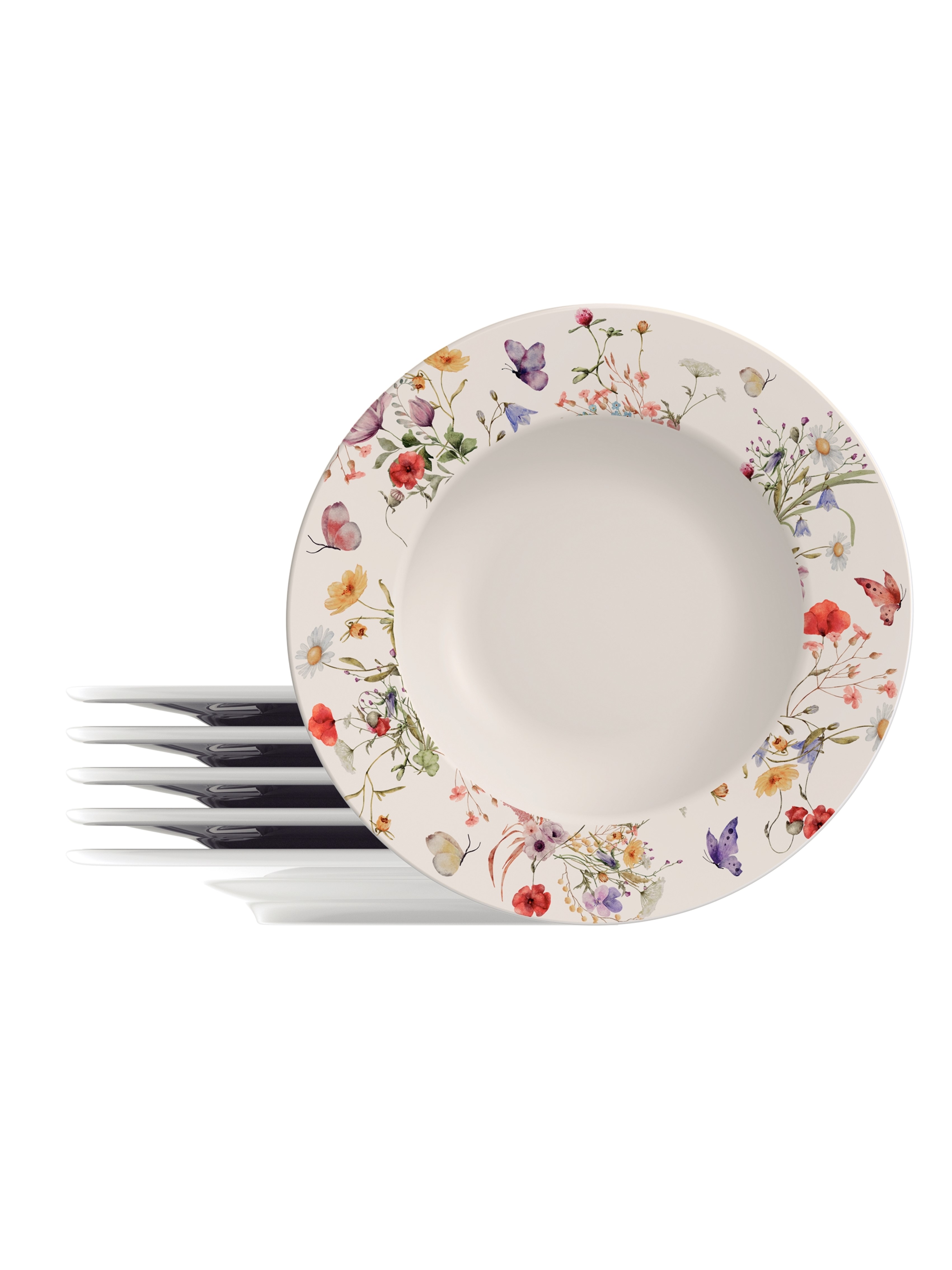 Juego de Platos Llanos Tramontina 96950060 Ana Clara Porcelana Decorada 6 Piezas