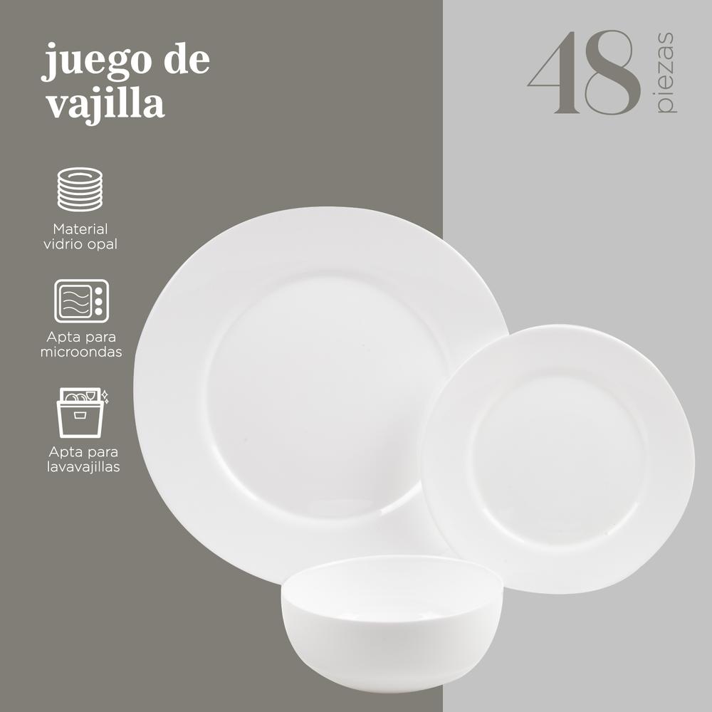 Foto 4 pulgar | Vajilla ColorHome Opal 48 Piezas Blanca